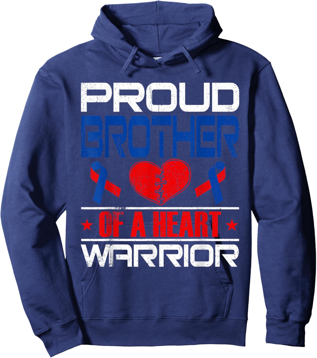 Brother Of A Heart Warrior Congenital Heart Defect Awareness Hoodie - Hoodie | Navy