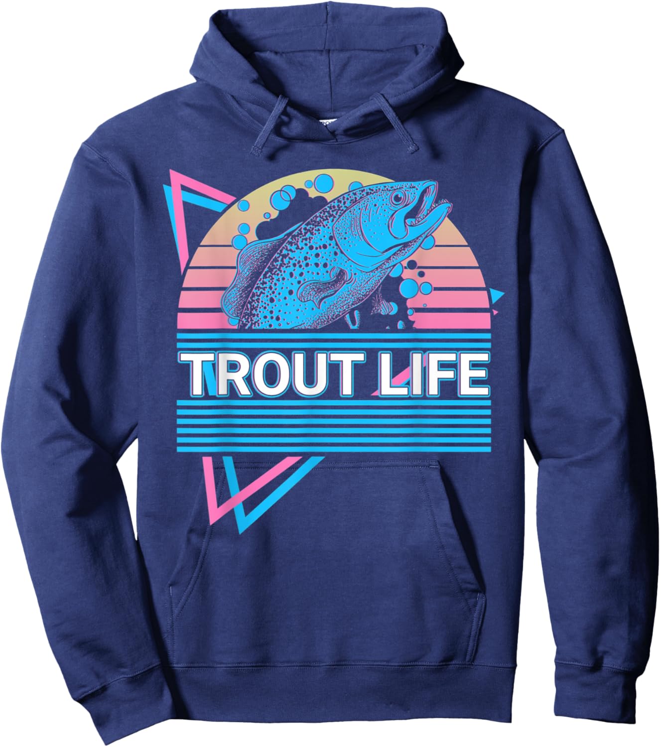Funny Fishing Retro Trout Life Hoodie - Hoodie | Navy
