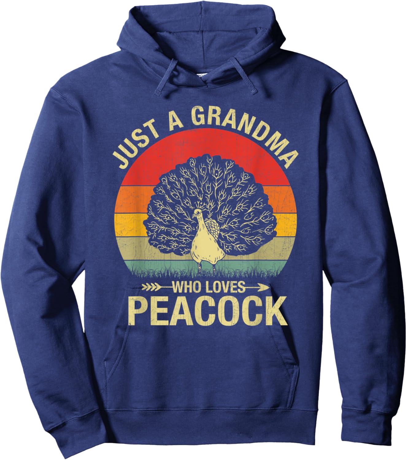 Just A Grandma Who Loves Peacock Funny Peacock Retro Hoodie - Hoodie | Navy