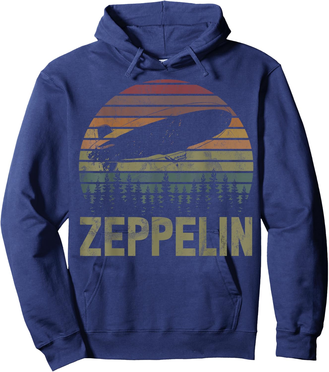 Retro Zeppelin 70s 80s Dirigible Airship Zepelin Zepplin Hoodie - Hoodie | Navy