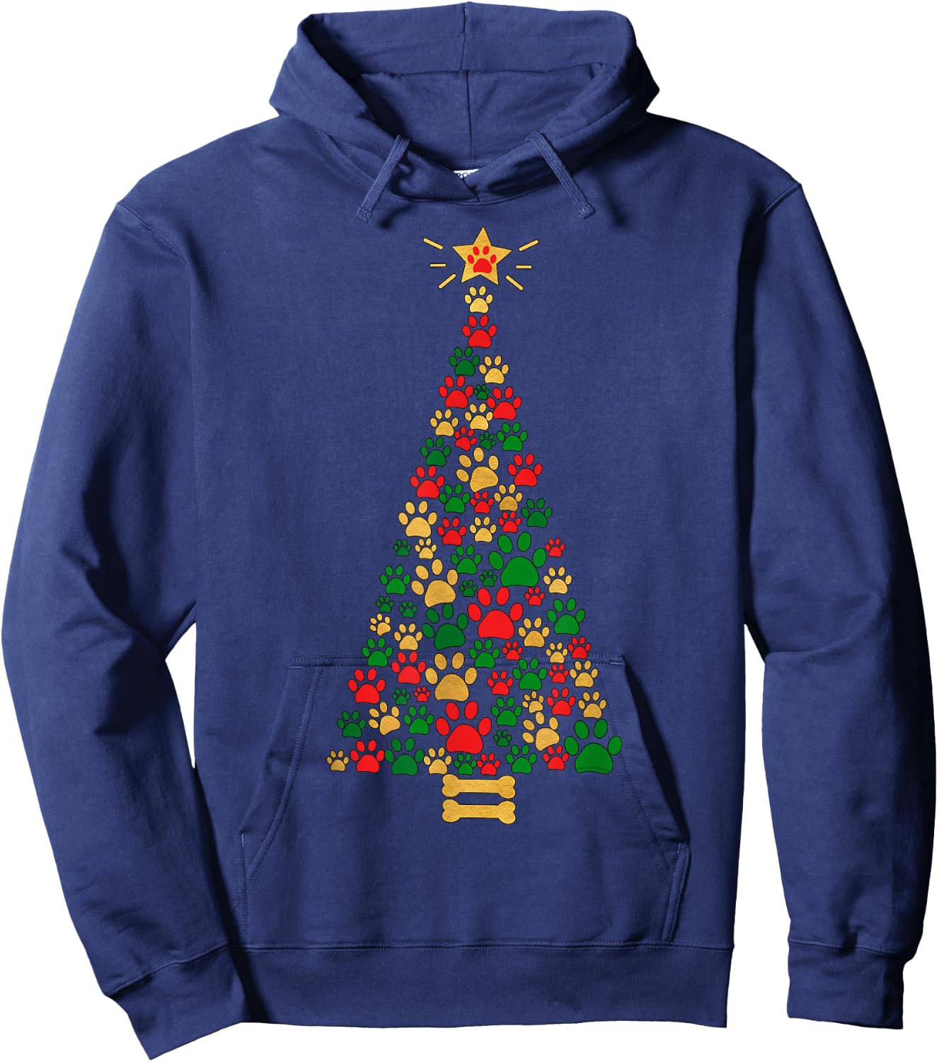 Dog Lovers Cute and Funny Dog Paws Prints Tree Christmas Hoodie - Hoodie | Navy