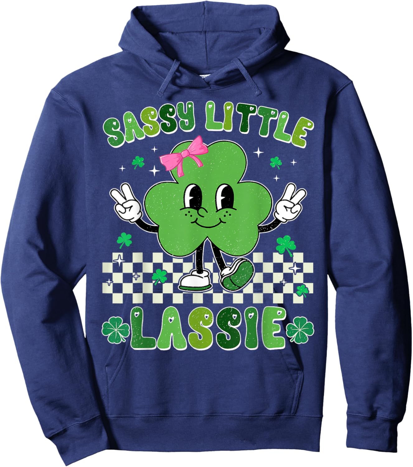 Retro St Patrick's Day Sassy Little Lassie Kid Girls Toddler Hoodie - Hoodie | Navy