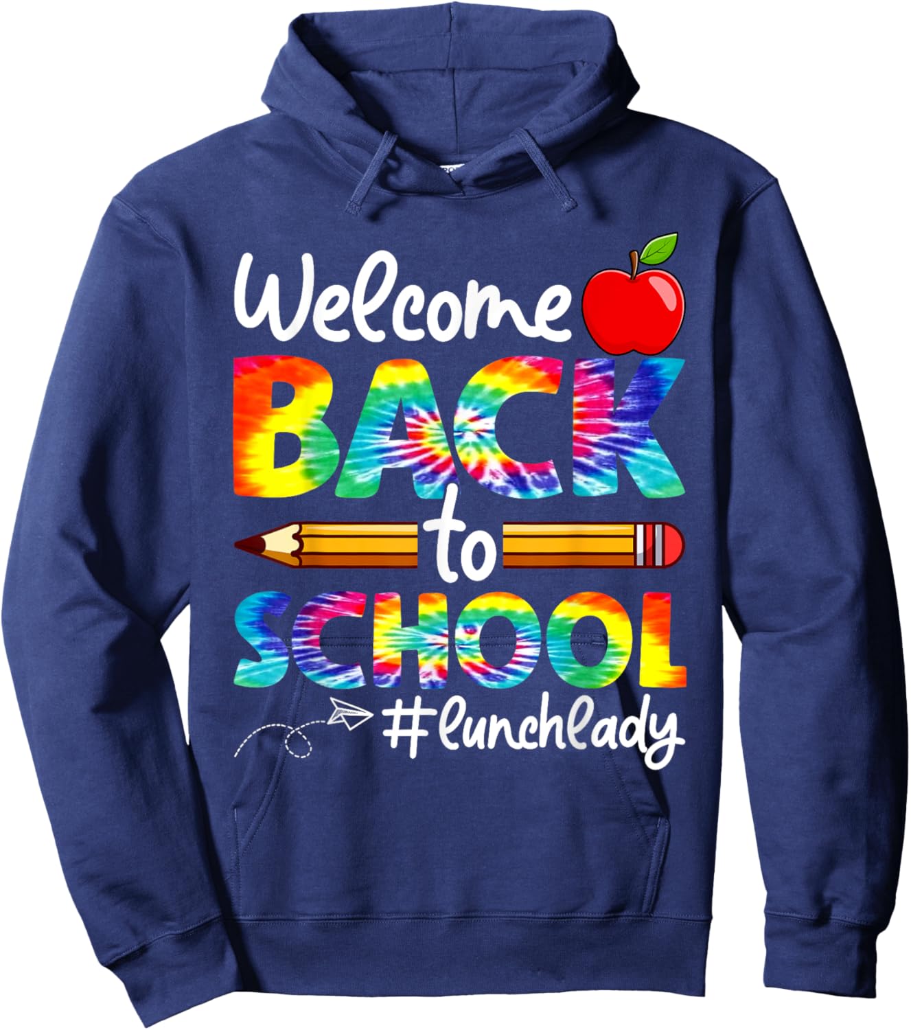 Welcome Back To School Lunch Lady Cafeteria Tie Dye Leopard Hoodie - Hoodie | Navy