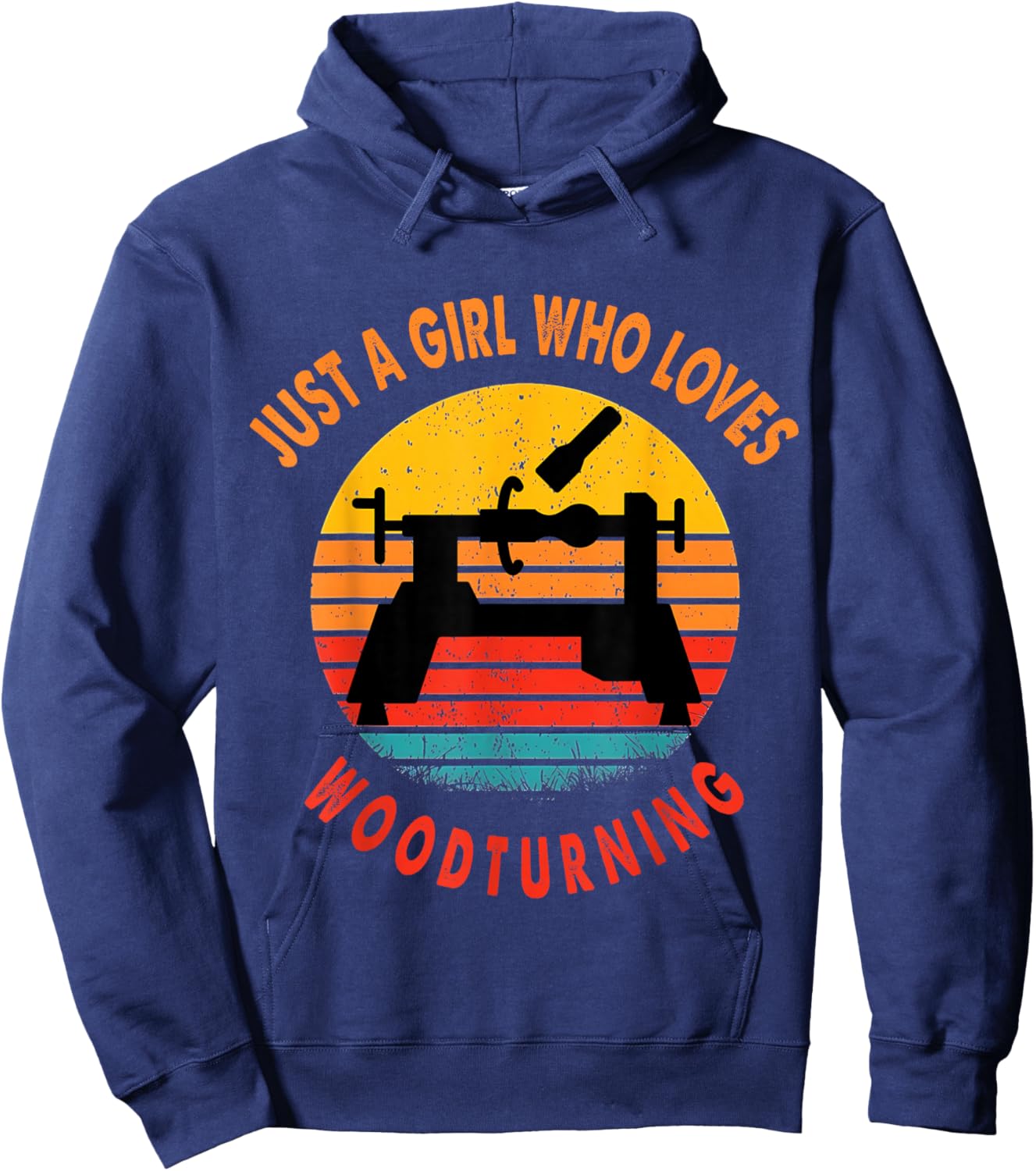 Just a Girl Who Loves Woodturning Woodturner Retro Hoodie - Hoodie | Navy
