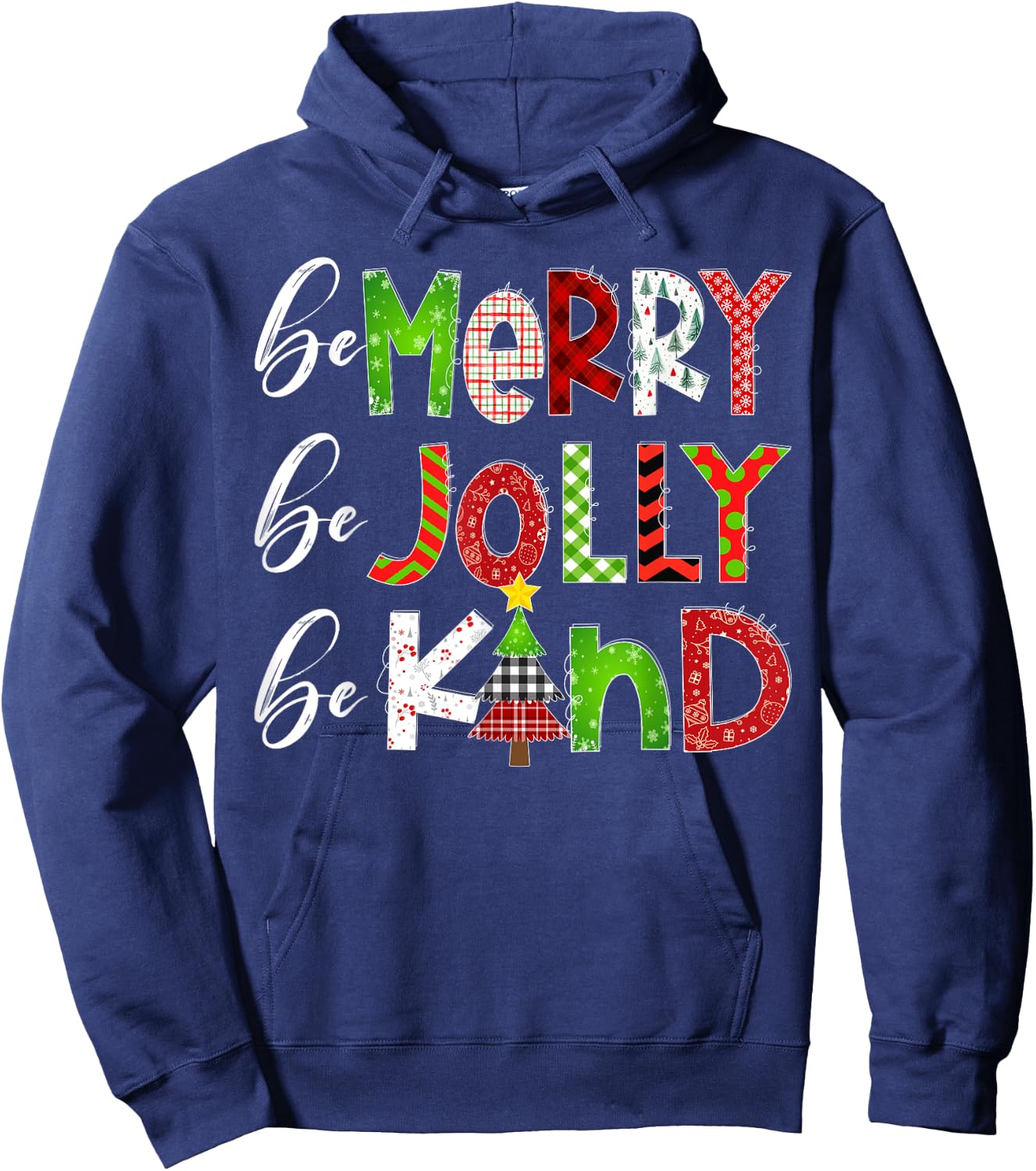 Be Merry Be Jolly Be Kind Merry Christmas Teacher Xmas Pjs Hoodie - Hoodie | Navy
