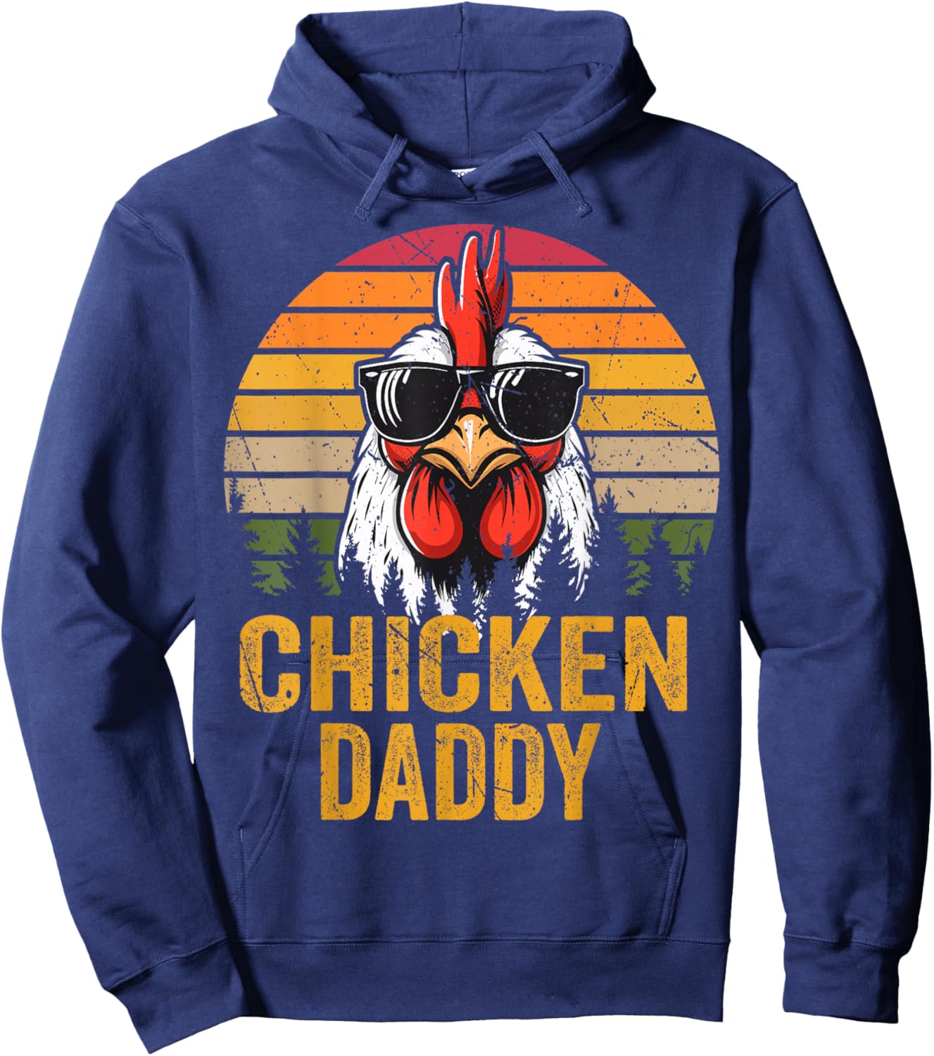 Chicken Daddy Vintage Rooster For Dad Farmer Fathers Day Men Hoodie - Hoodie | Navy