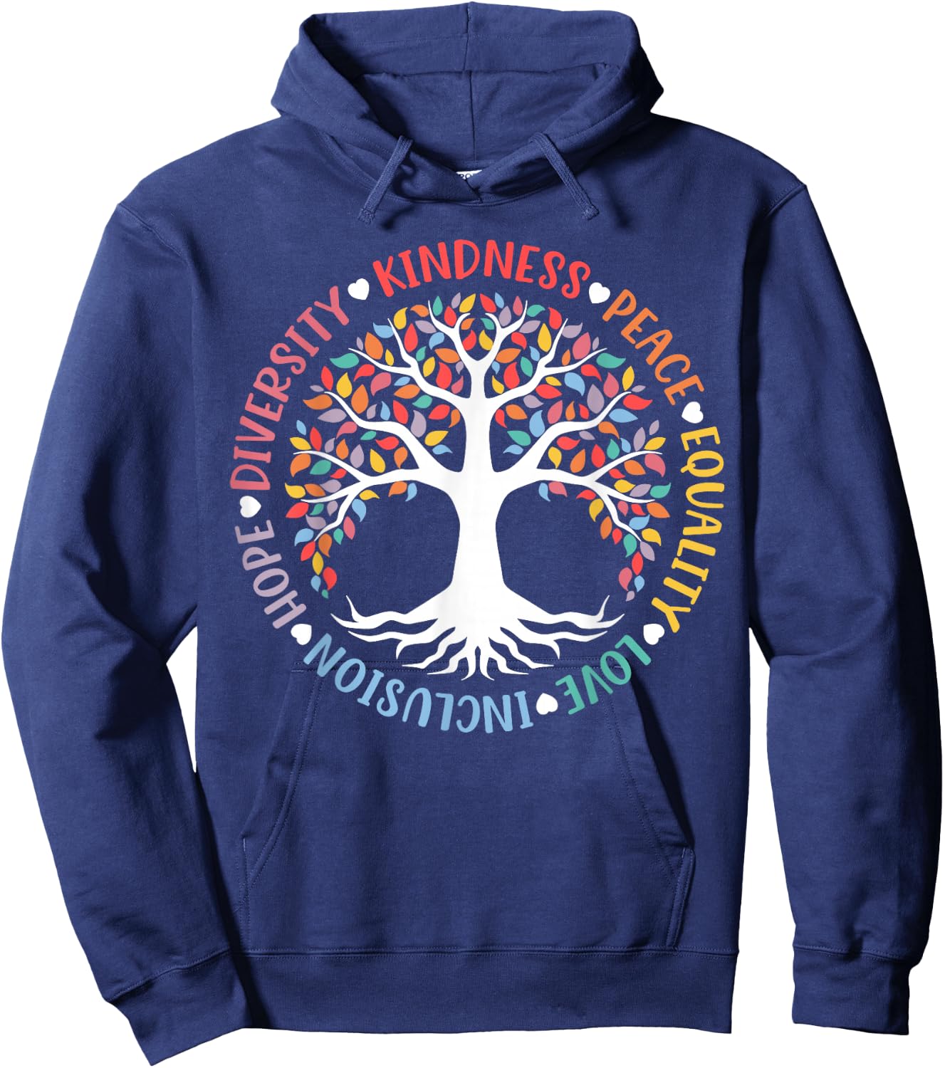 World Peace Supporter Retro Women Men Apparel Kindness Peace Equality Love Inclusion Hope Diversity Retro Hoodie - Hoodie | Navy