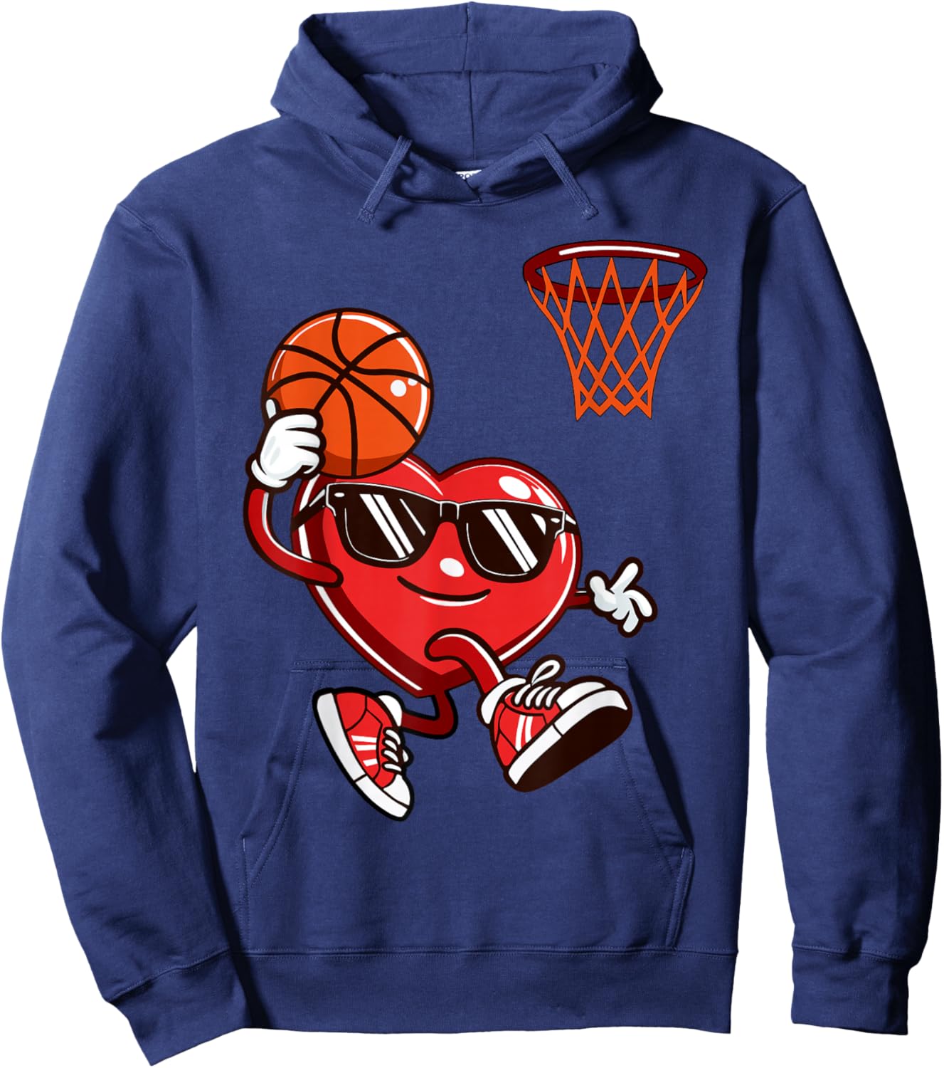 Funny Heart Dunking Basketball Valentines Day Boys Kids Hoodie - Hoodie | Navy
