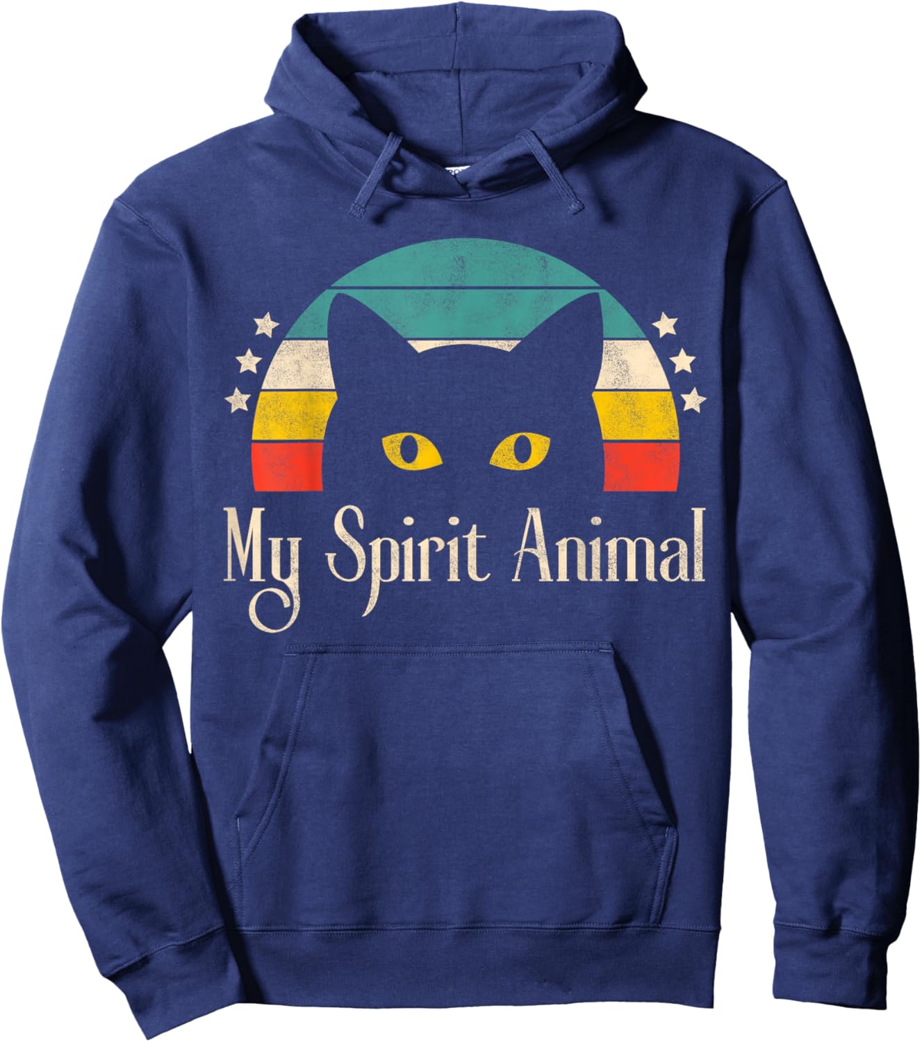 Retro Cute Cat Funny Graphic For Cat Lovers Cat Owner Hoodie - Hoodie | Navy