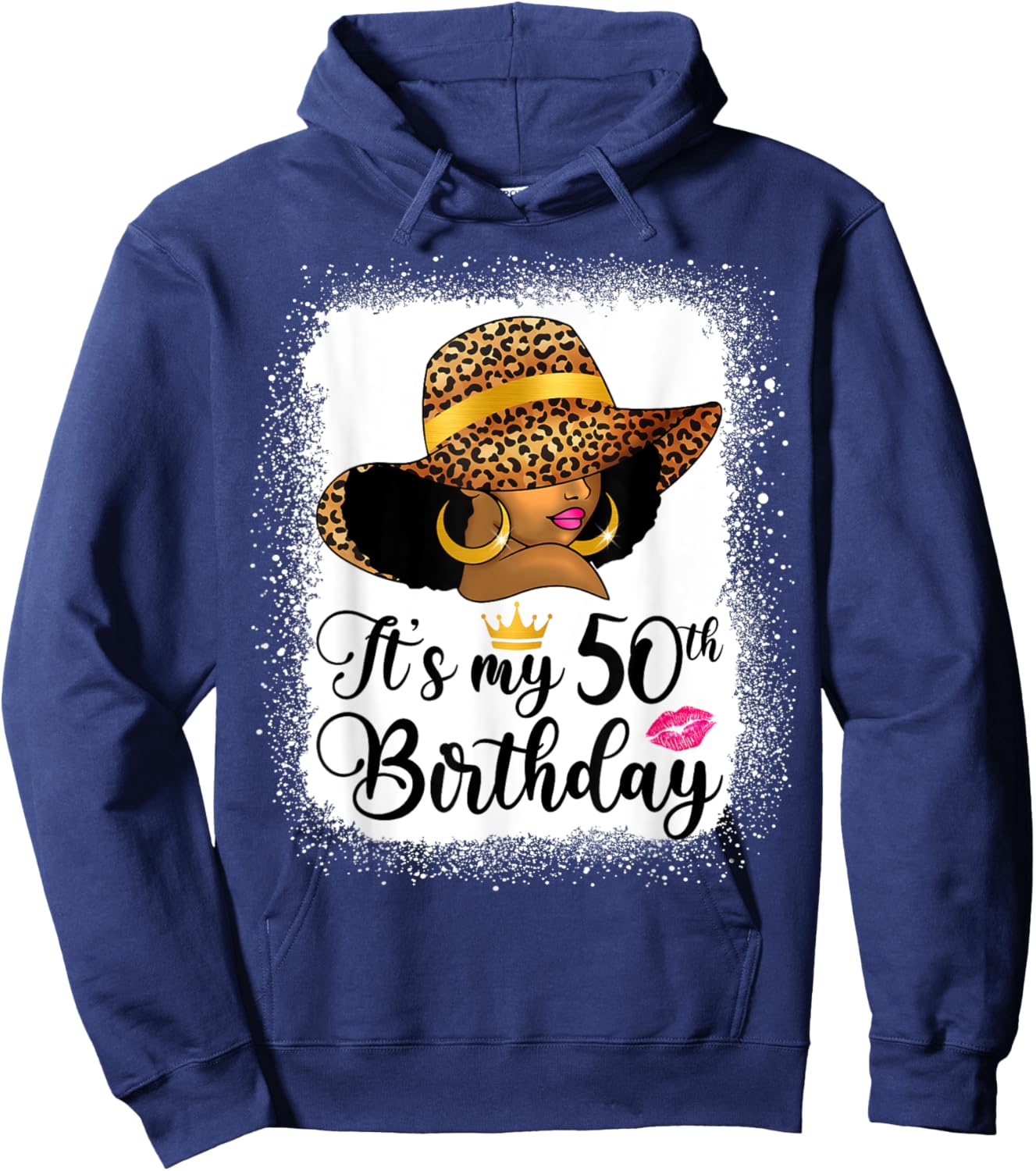 African American Woman It's My 50th Birthday Black Queen Hoodie - Hoodie | Navy
