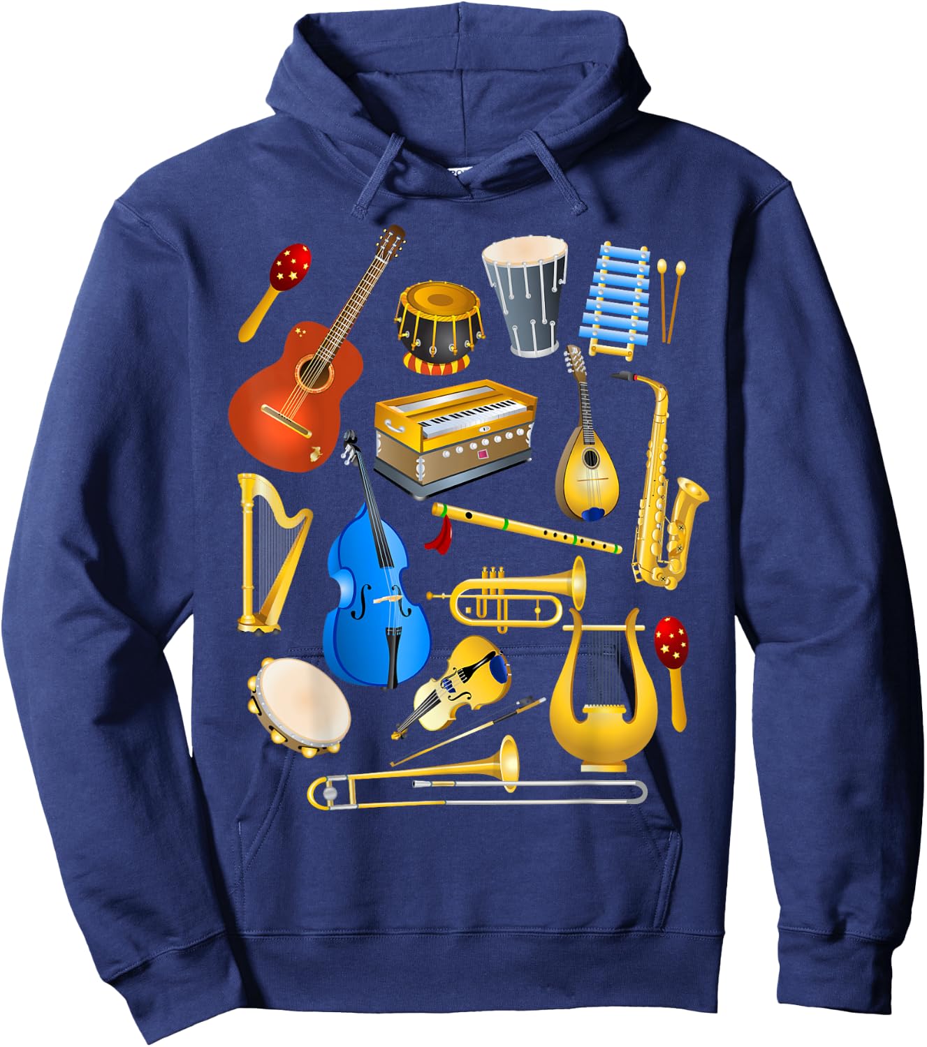 Cute Little Boys Musical Instruments Fans Funny Gift Hoodie - Hoodie | Navy