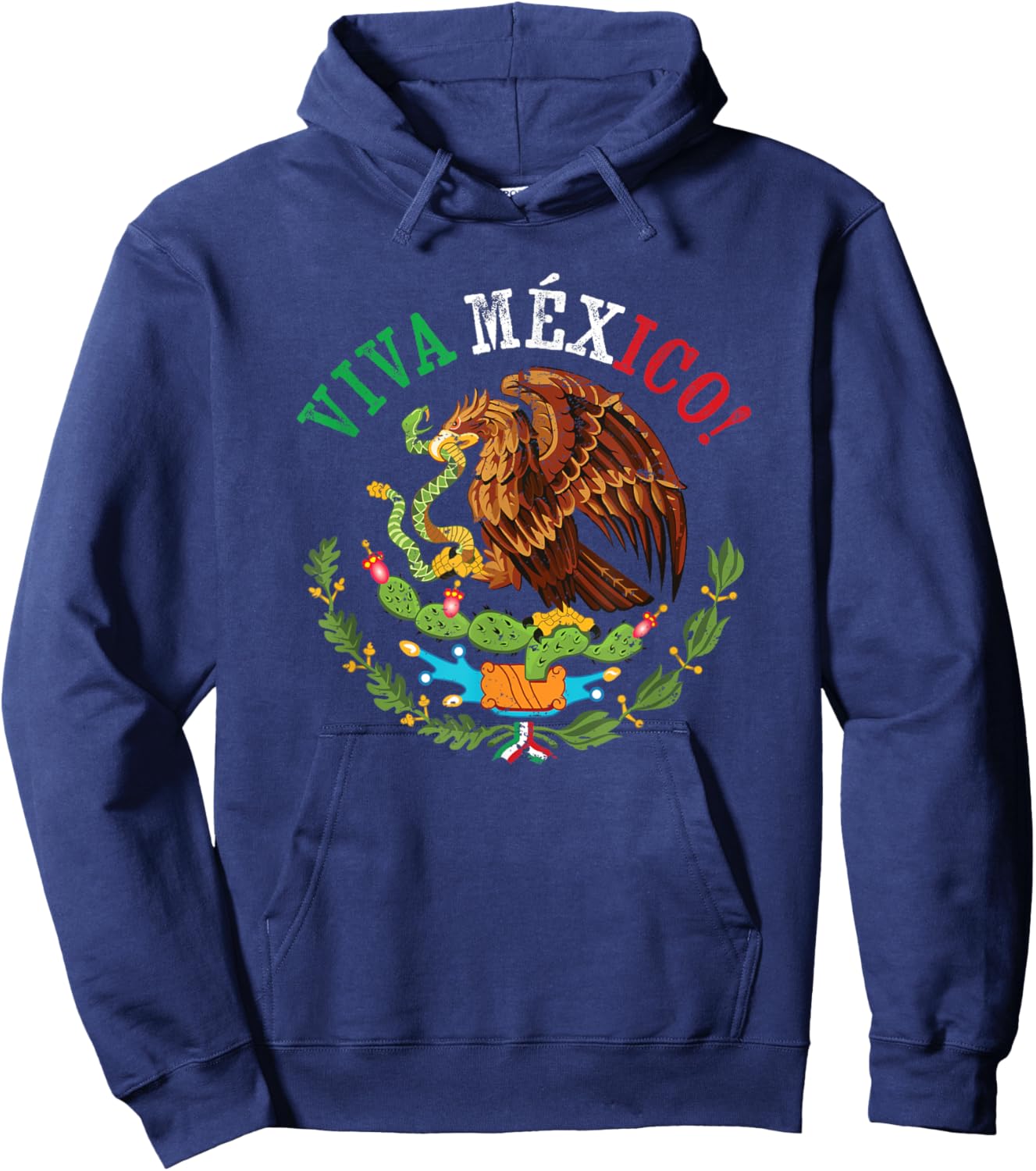 Mexican Flag Proud Mexican Coat of Arms Viva Mexico Hoodie - Hoodie | Navy