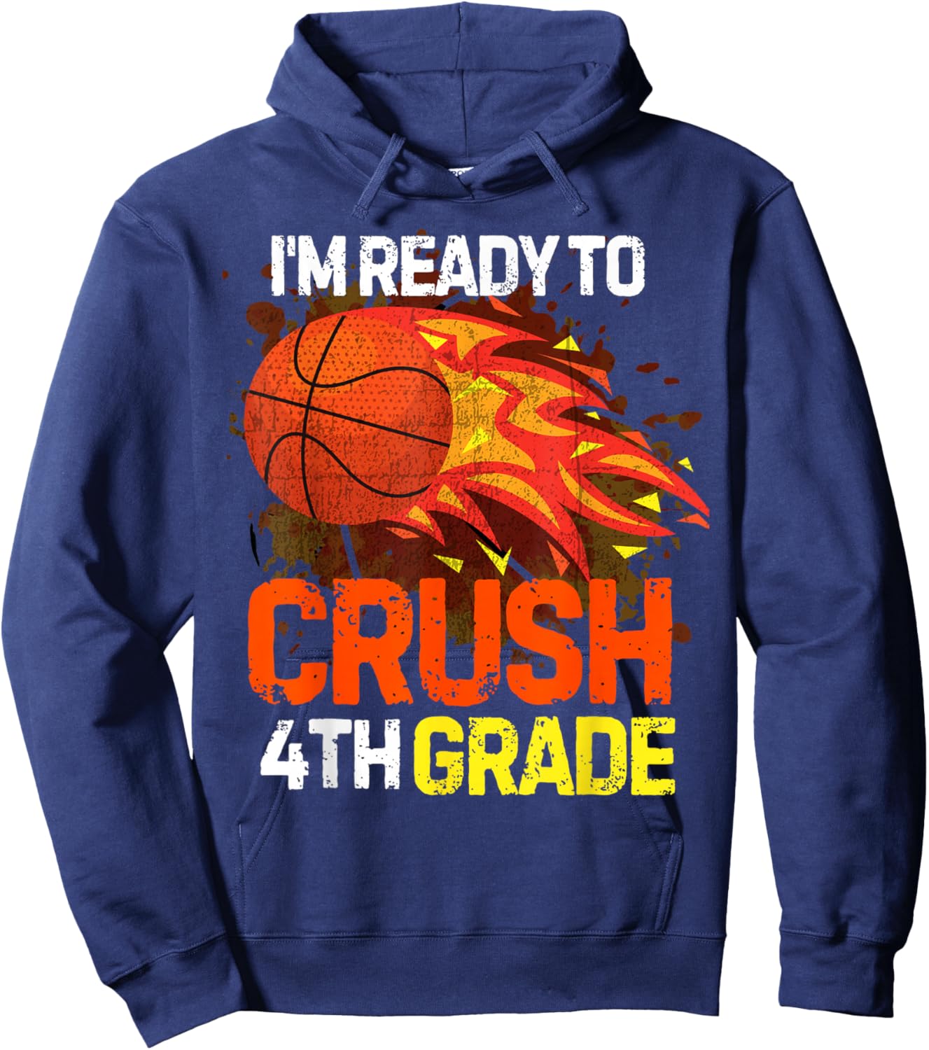 Funny Back To School First Day Of 4th Grade Basketball Boys Hoodie - Hoodie | Navy