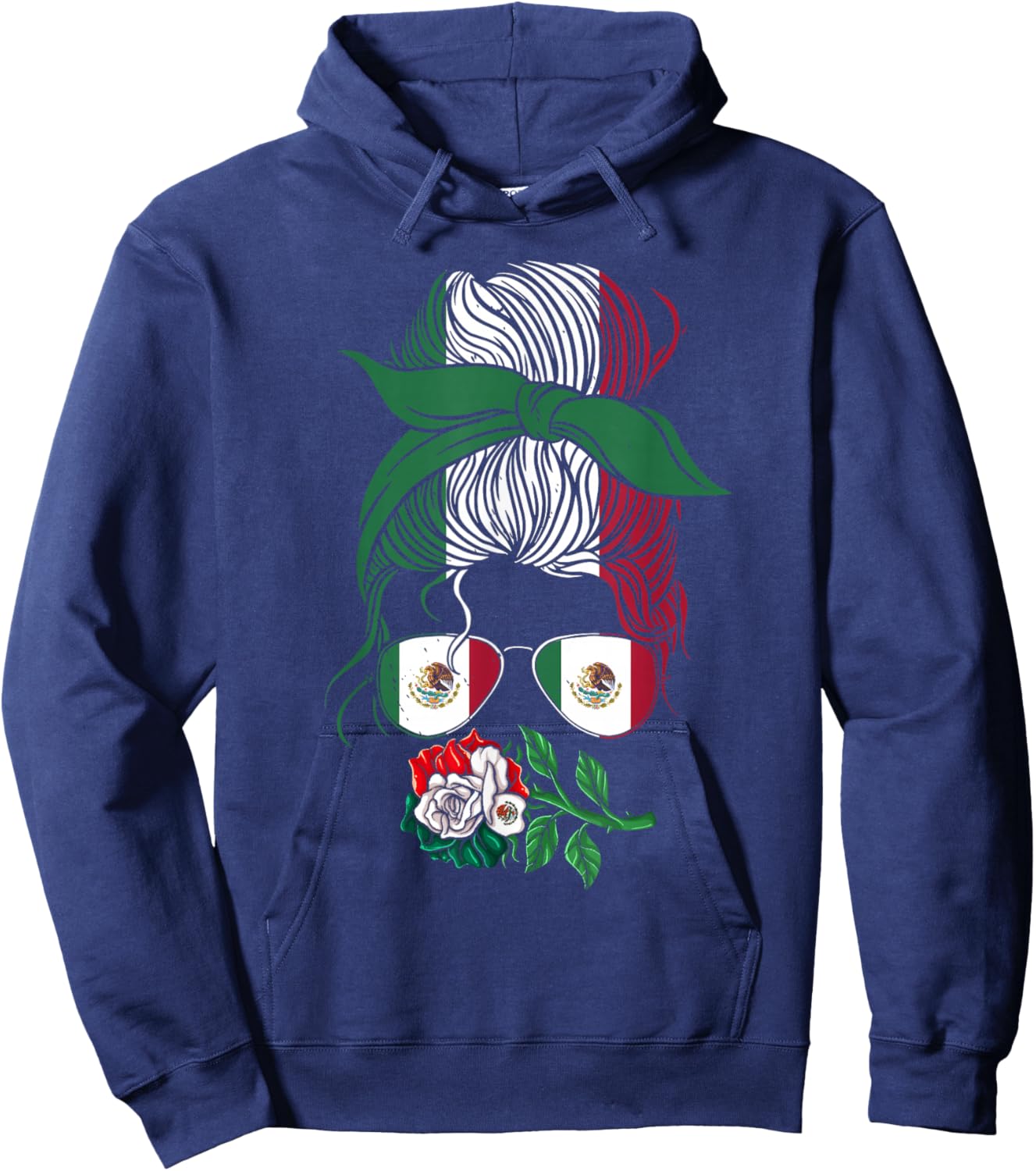 Mexico Gift Rose Tijuana Mexican Hispanic Pride Poncho Hoodie - Hoodie | Navy