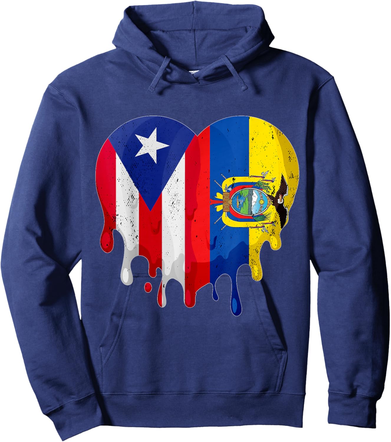 Puerto Rico Ecuador Flag Heart Citizen Grown Patriot Country Hoodie - Hoodie | Navy