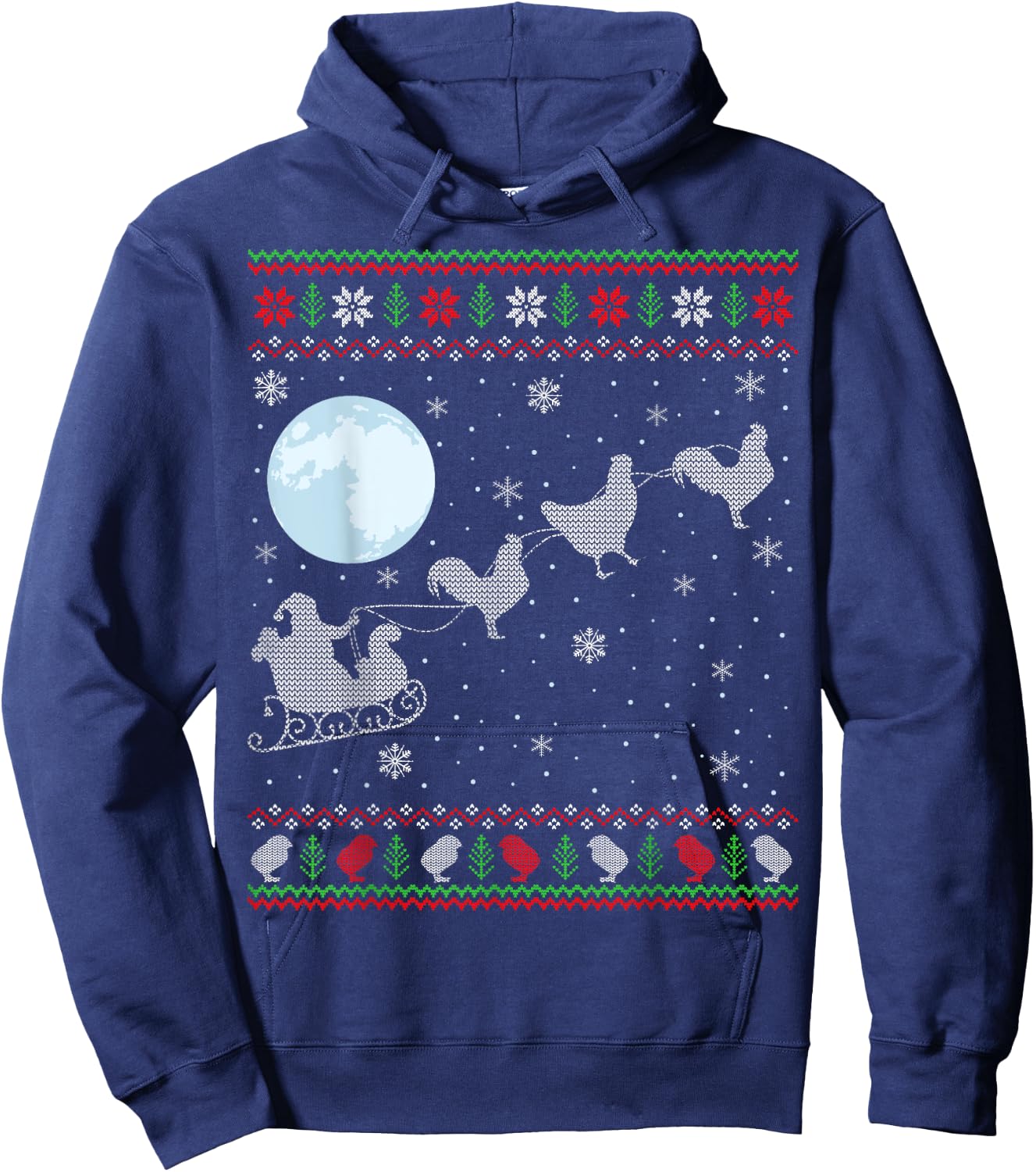 Ugly Chicken Xmas Gift Santa Riding Raindeer Chicken Hoodie - Hoodie | Navy