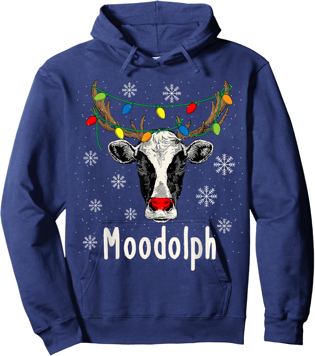 Funny Moodolph Ugly Christmas Cow Farmer Pun Hoodie - Hoodie | Navy