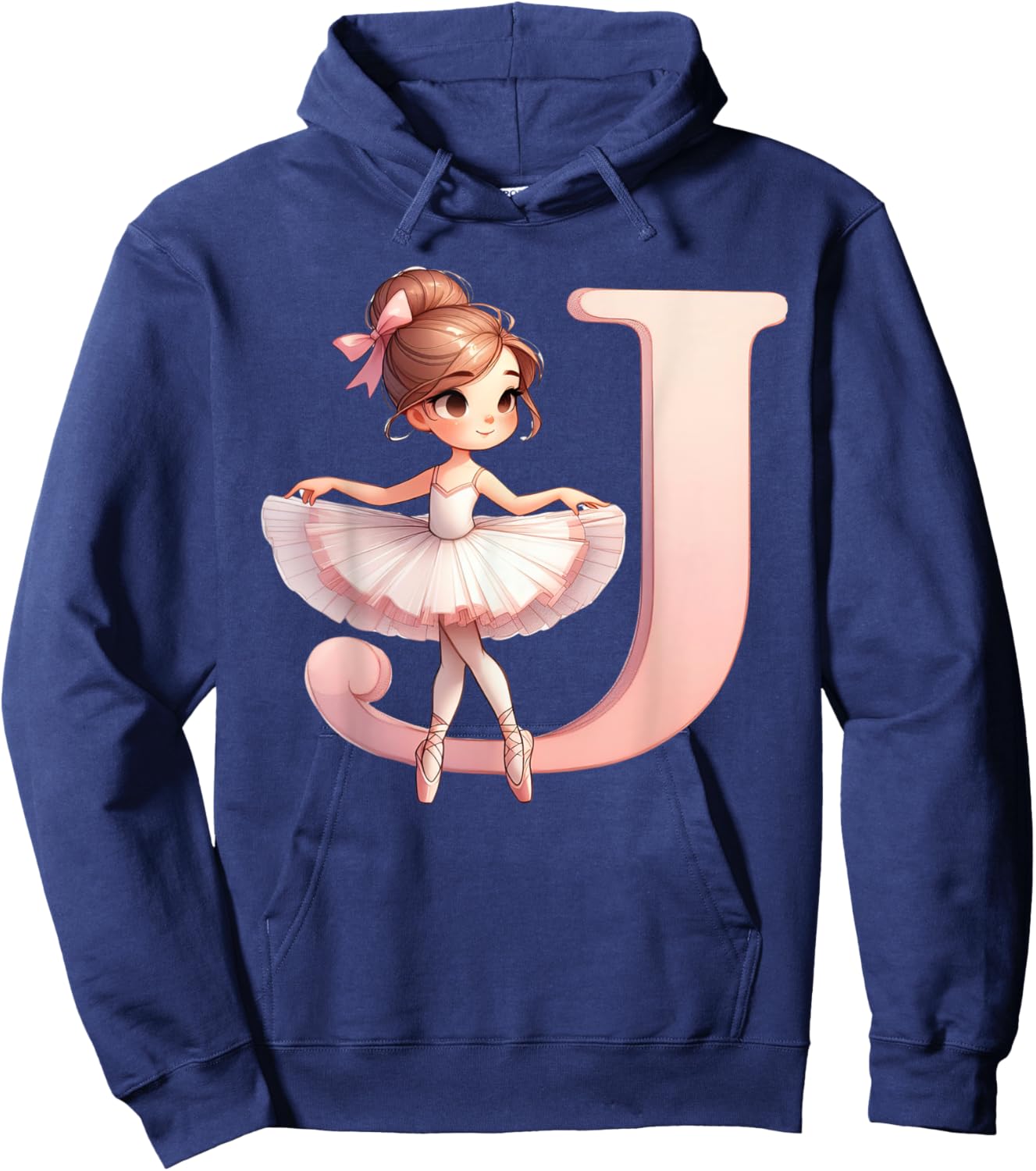Ballerina Girl Dancing Name First Letter J Girly Tutu Ballet Hoodie - Hoodie | Navy