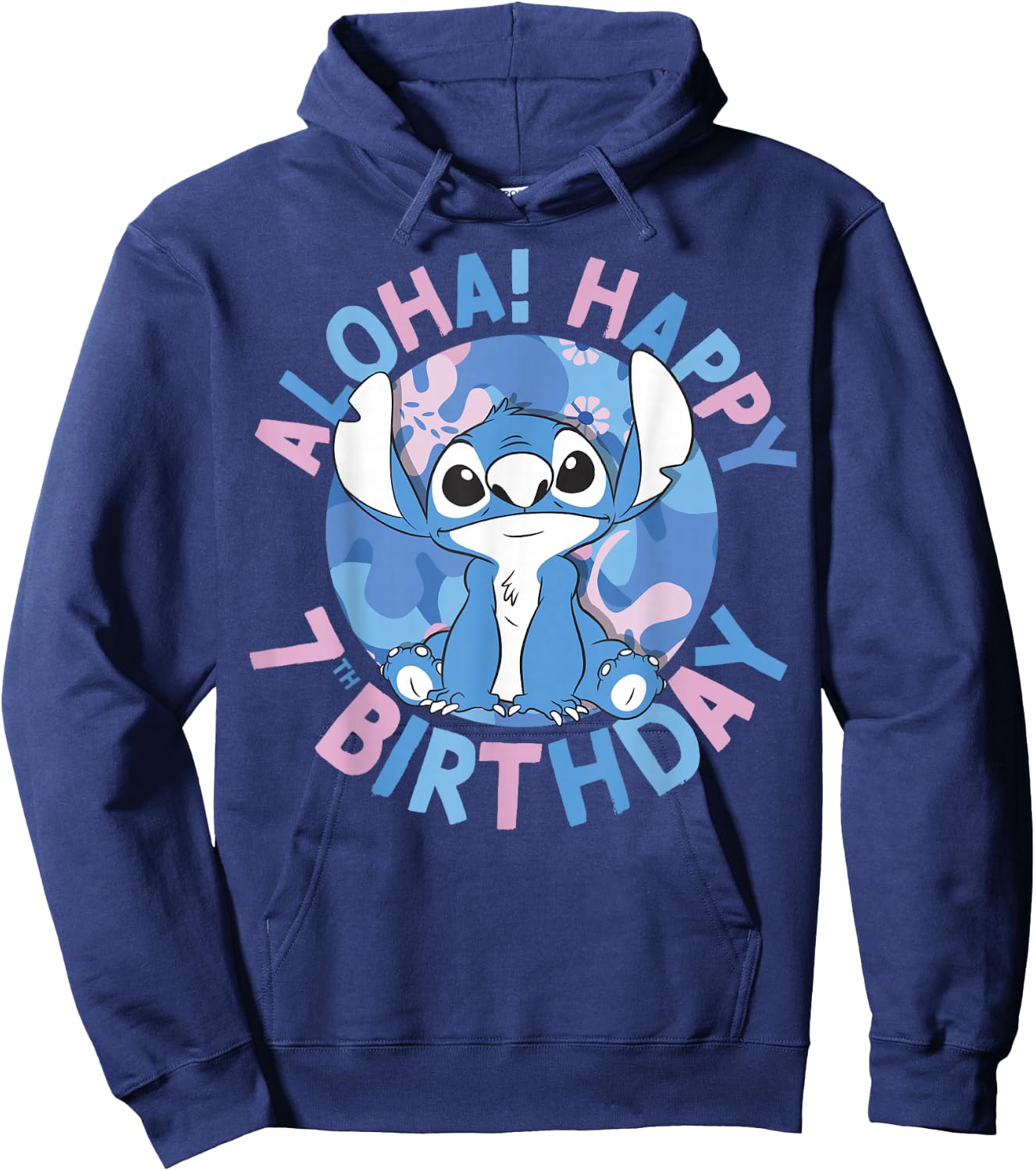 Disney Lilo & Stitch Aloha Happy 7th Birthday Hoodie - Hoodie | Navy