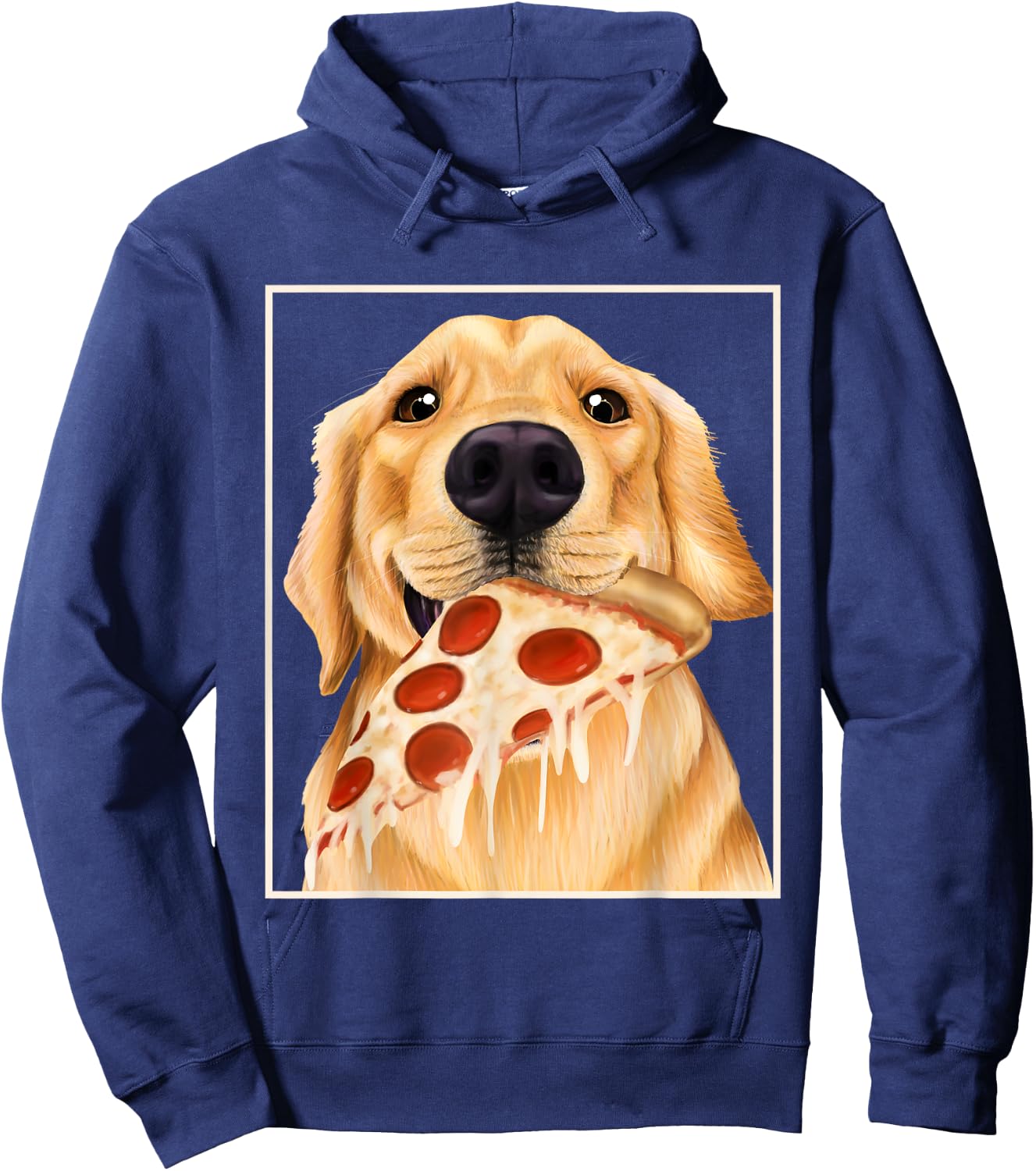 Golden Retriever eating pizza - dog with a slice of pizza Hoodie - Hoodie | Navy