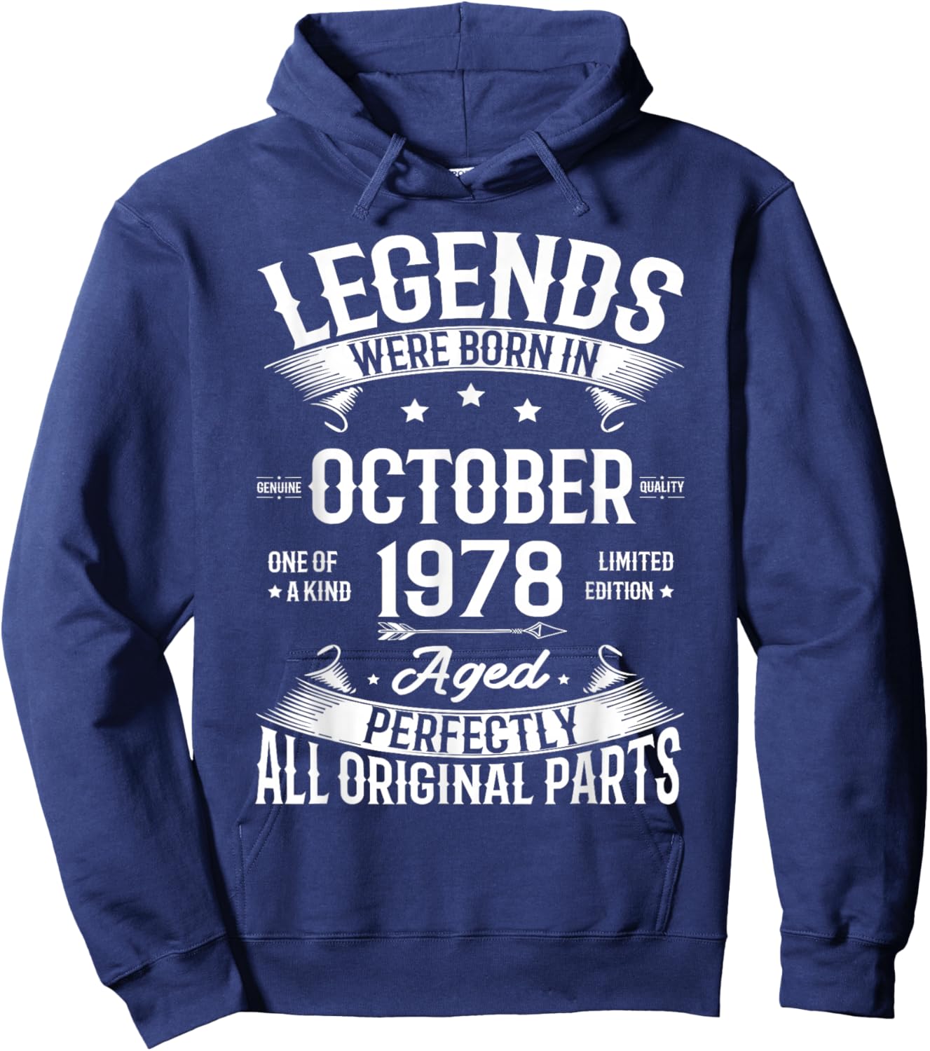 Legends Were Born in October 1978 Vintage Birth Of Birthday Hoodie - Hoodie | Navy