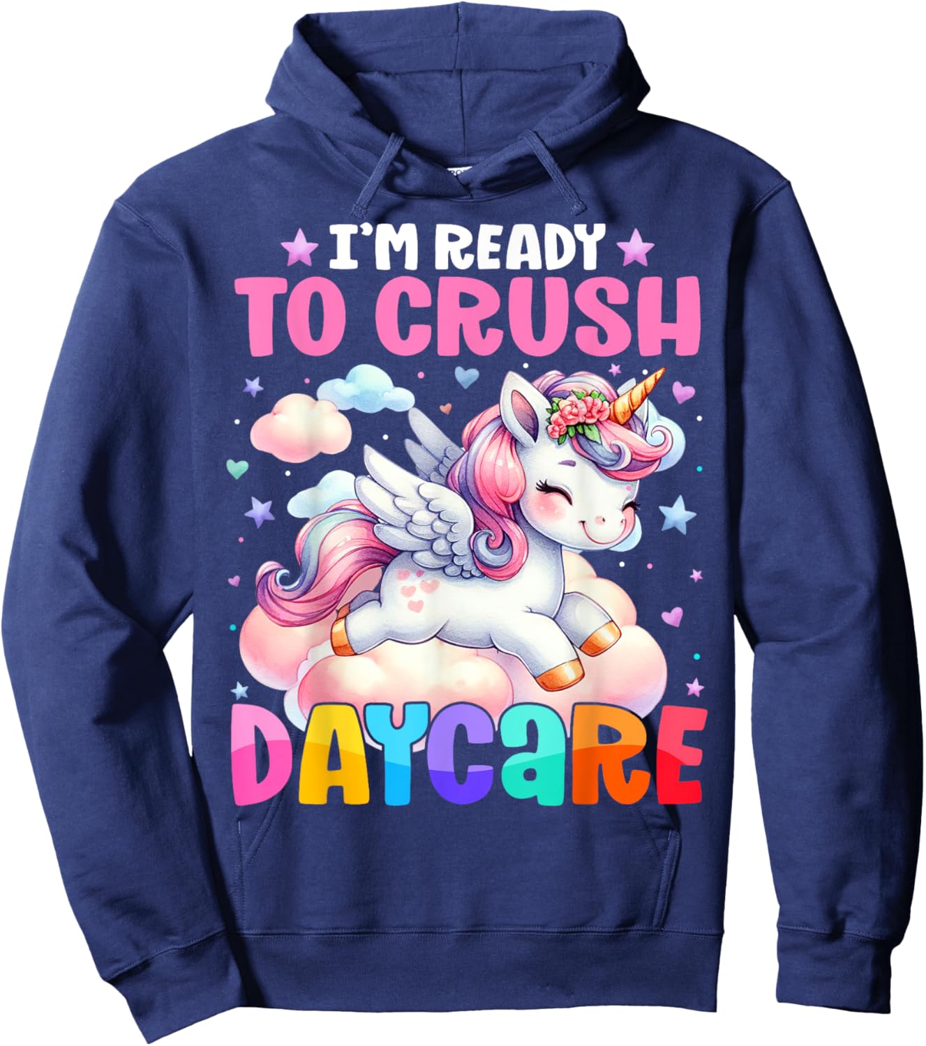 Kids Ready To Crush Daycare Unicorn Lover Back to School Hoodie - Hoodie | Navy
