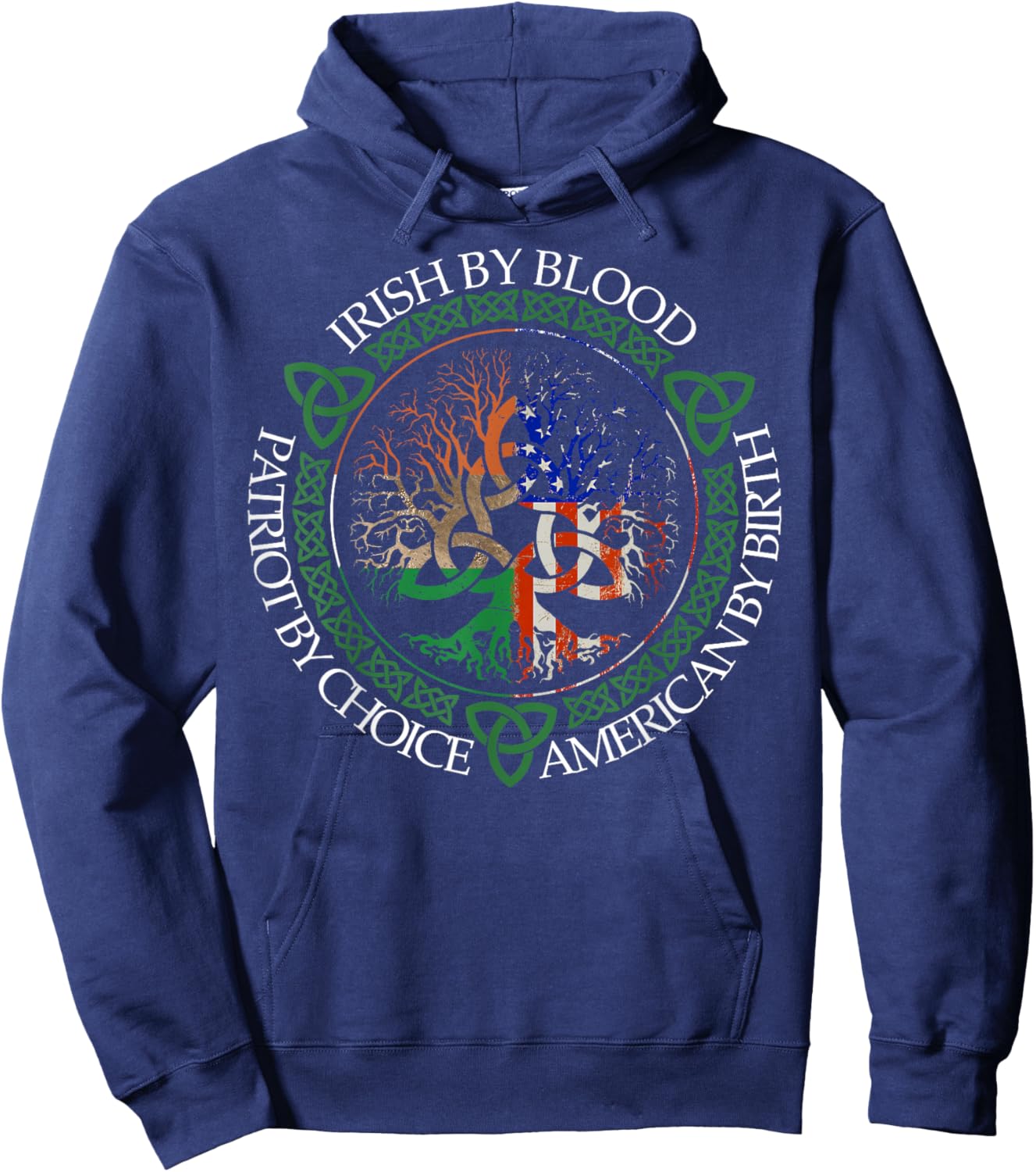 Irish By Blood American By Birth Patriot By Choice Flag Us Hoodie - Hoodie | Navy