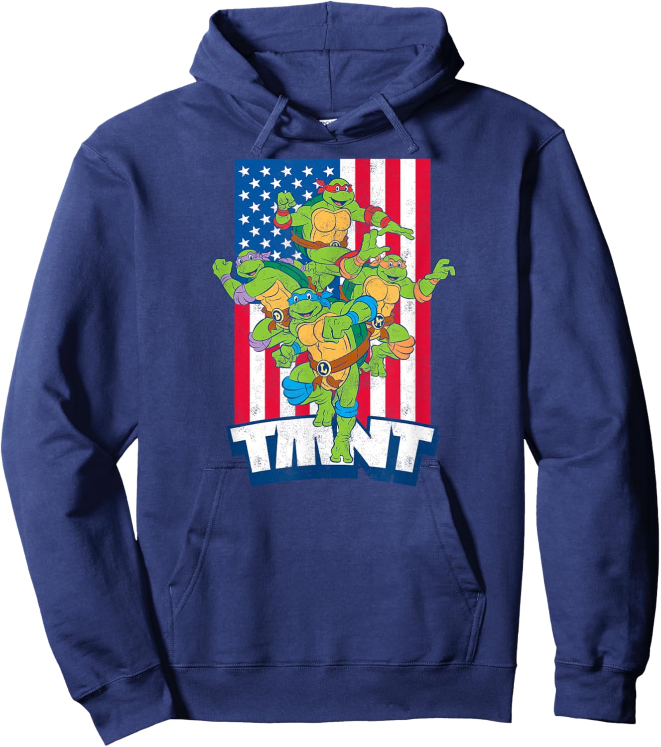 Teenage Mutant Ninja Turtles - USA Flag with Group Hoodie - Hoodie | Navy