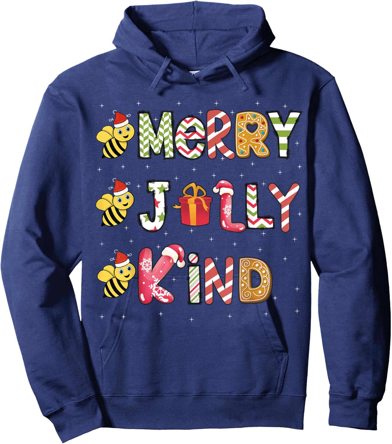 Bee Christmas Teacher Xmas - Be Merry Be Jolly Be Kind Hoodie - Hoodie | Navy