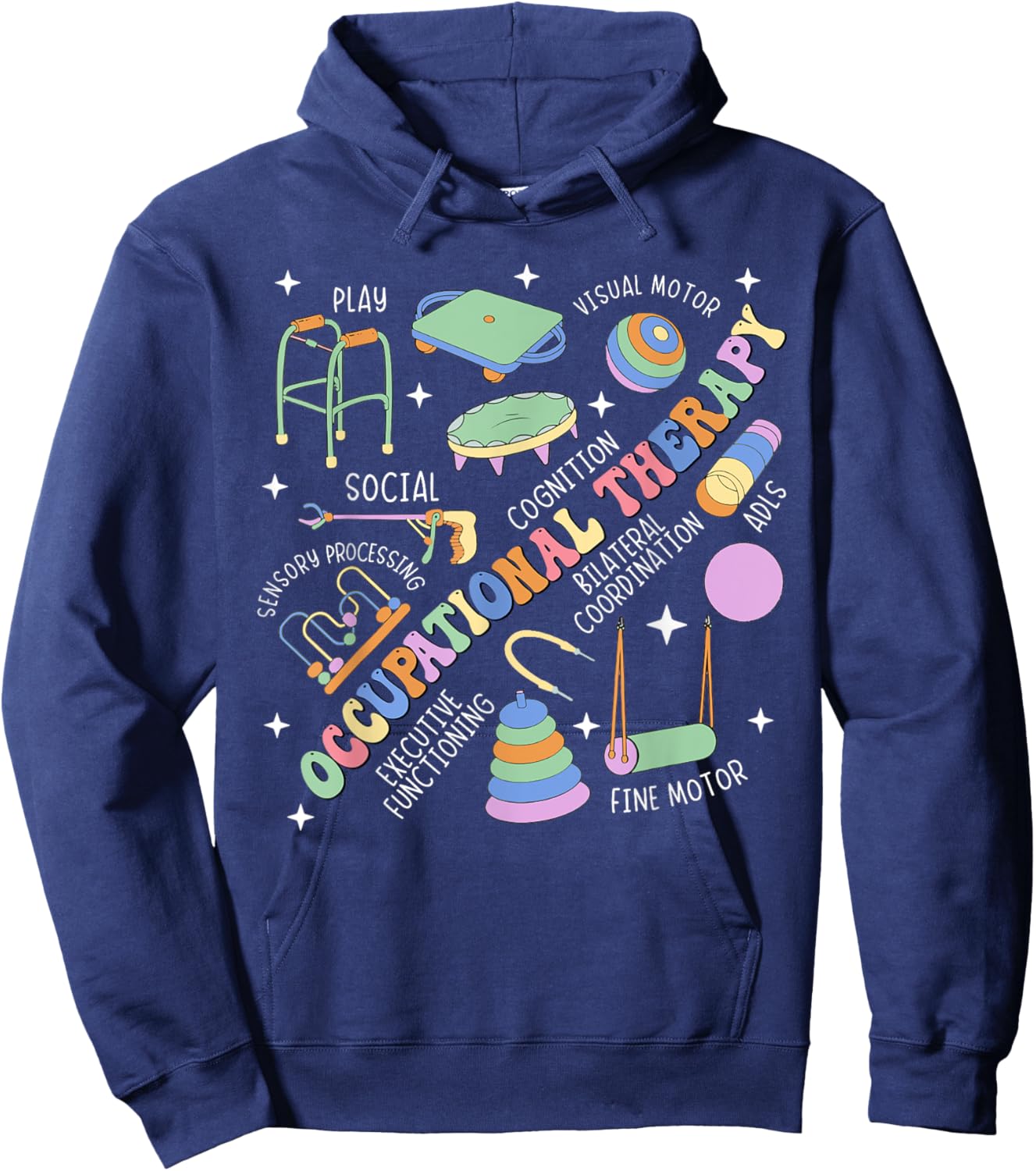Groovy Occupational Therapy OT Month Therapist Assistant OTA Hoodie - Hoodie | Navy