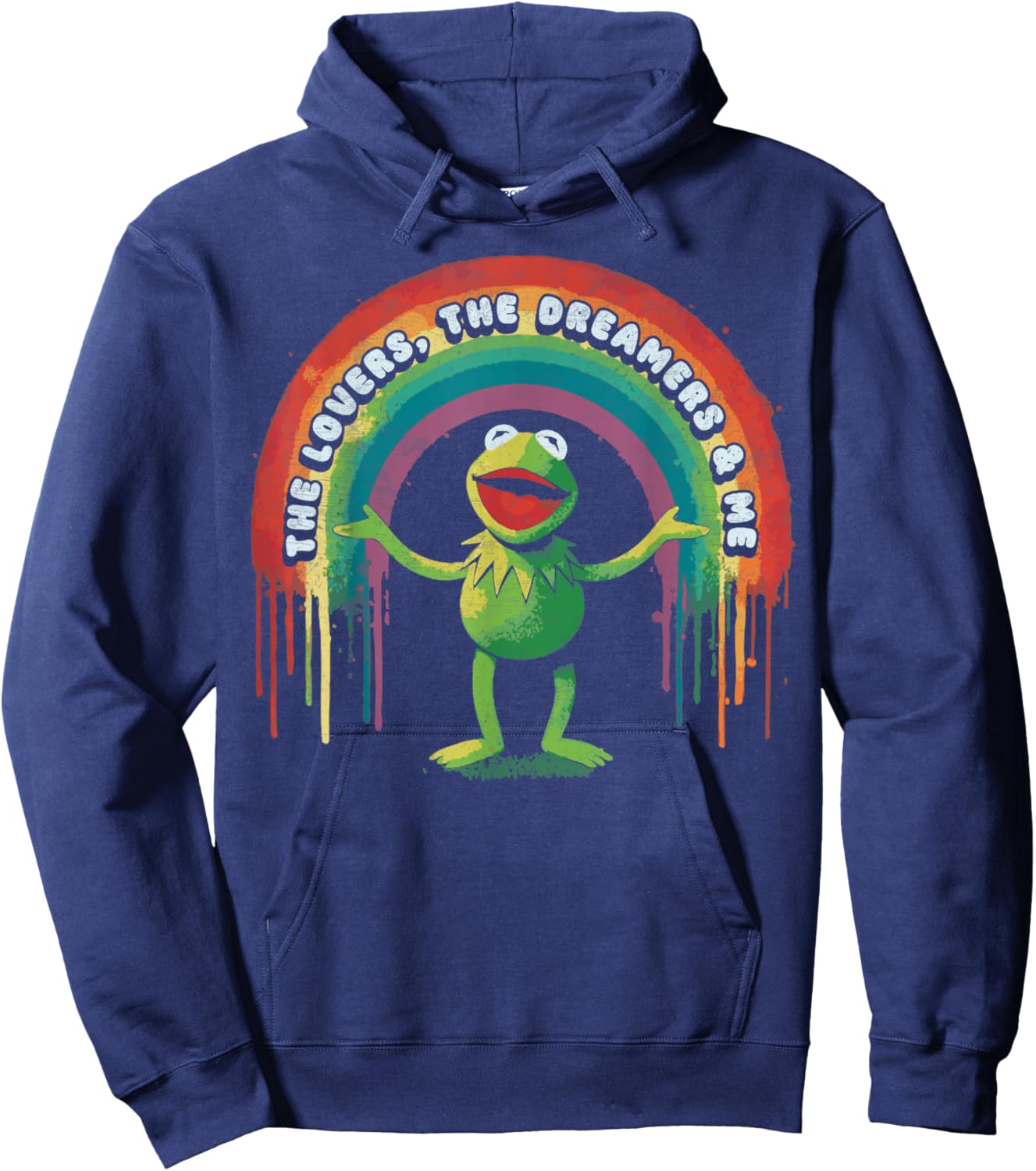 Funny Retro Rainbow Frog Connection The Lovers The Dreamers Hoodie - Hoodie | Navy