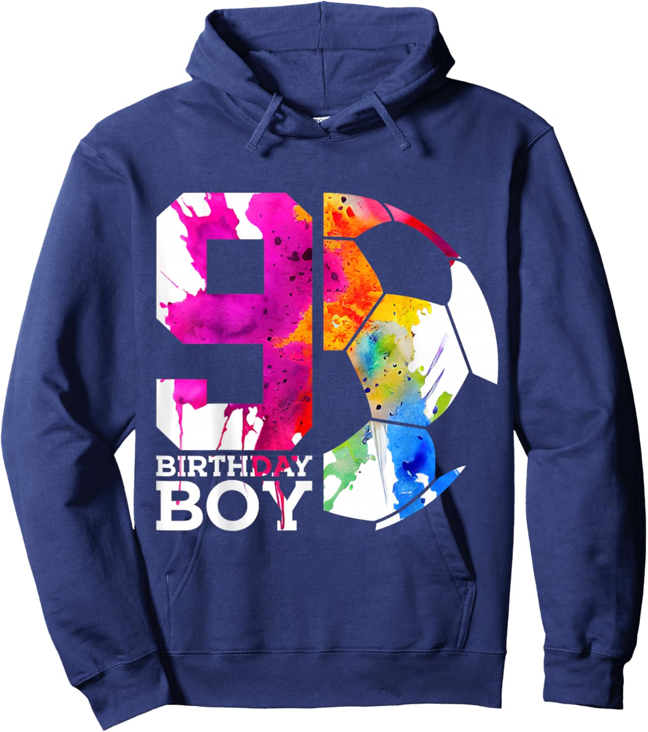 9 Birthday Boy Soccer 9th Birthday Hoodie - Hoodie | Navy