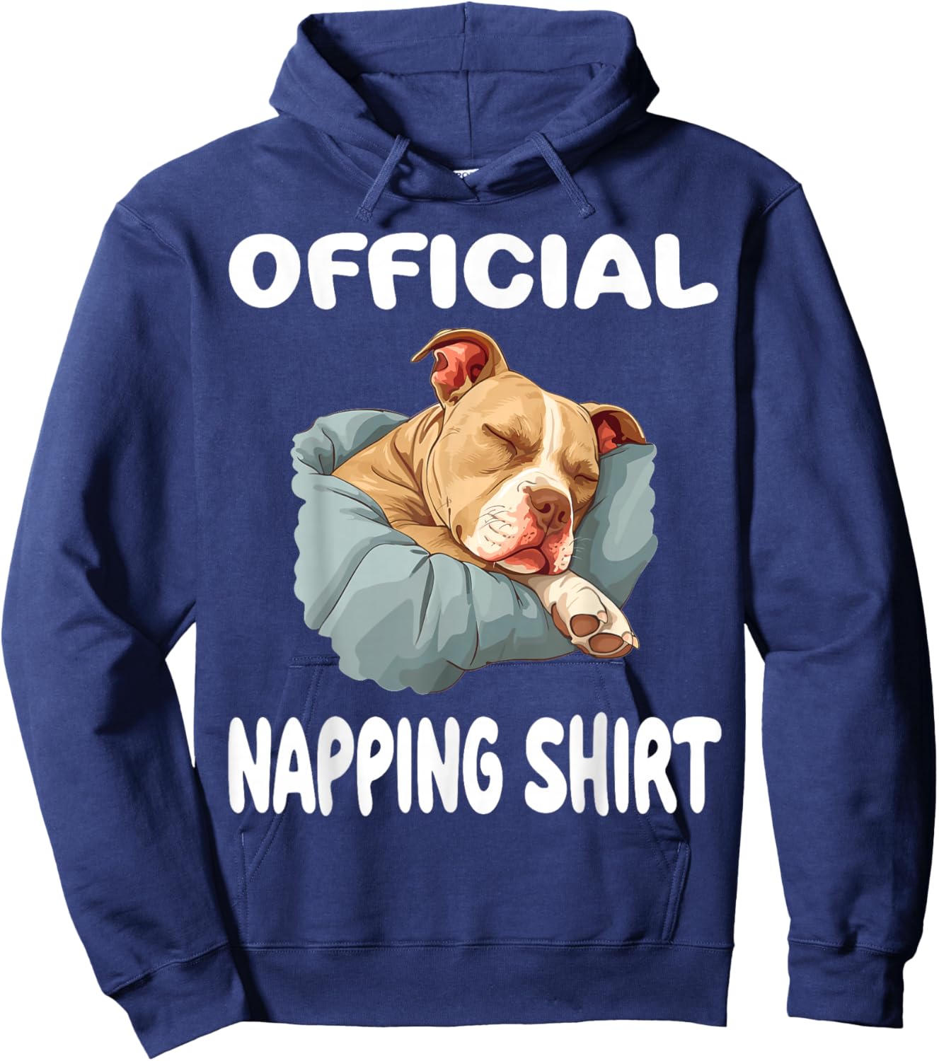 Pittie Pitbull Terrier Dog Pajama Nightgown Official Napping Hoodie - Hoodie | Navy