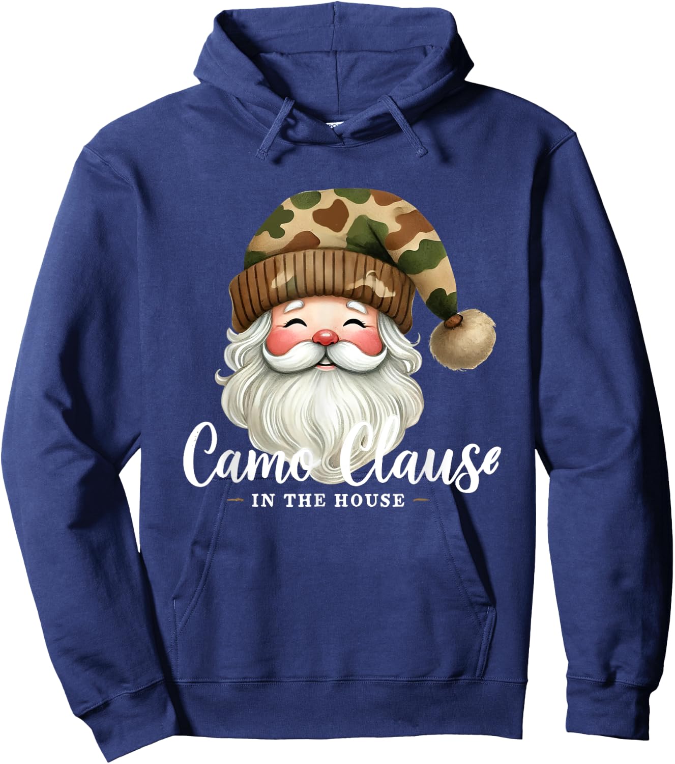 Santa Claus Wearing Camouflage Camo Satna Hat Camo Clause Hoodie - Hoodie | Navy