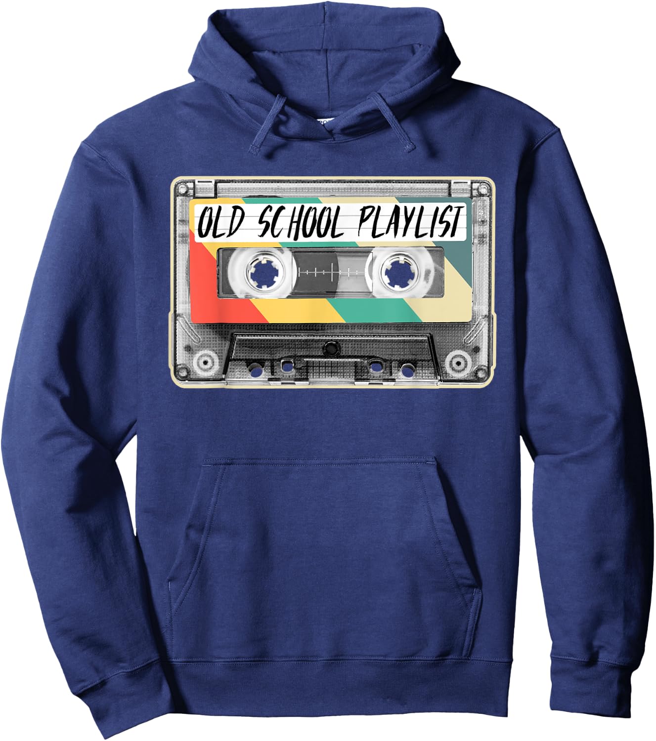 80s Cassette Tape Fashion Old School Playlist 1980s Costume Hoodie - Hoodie | Navy