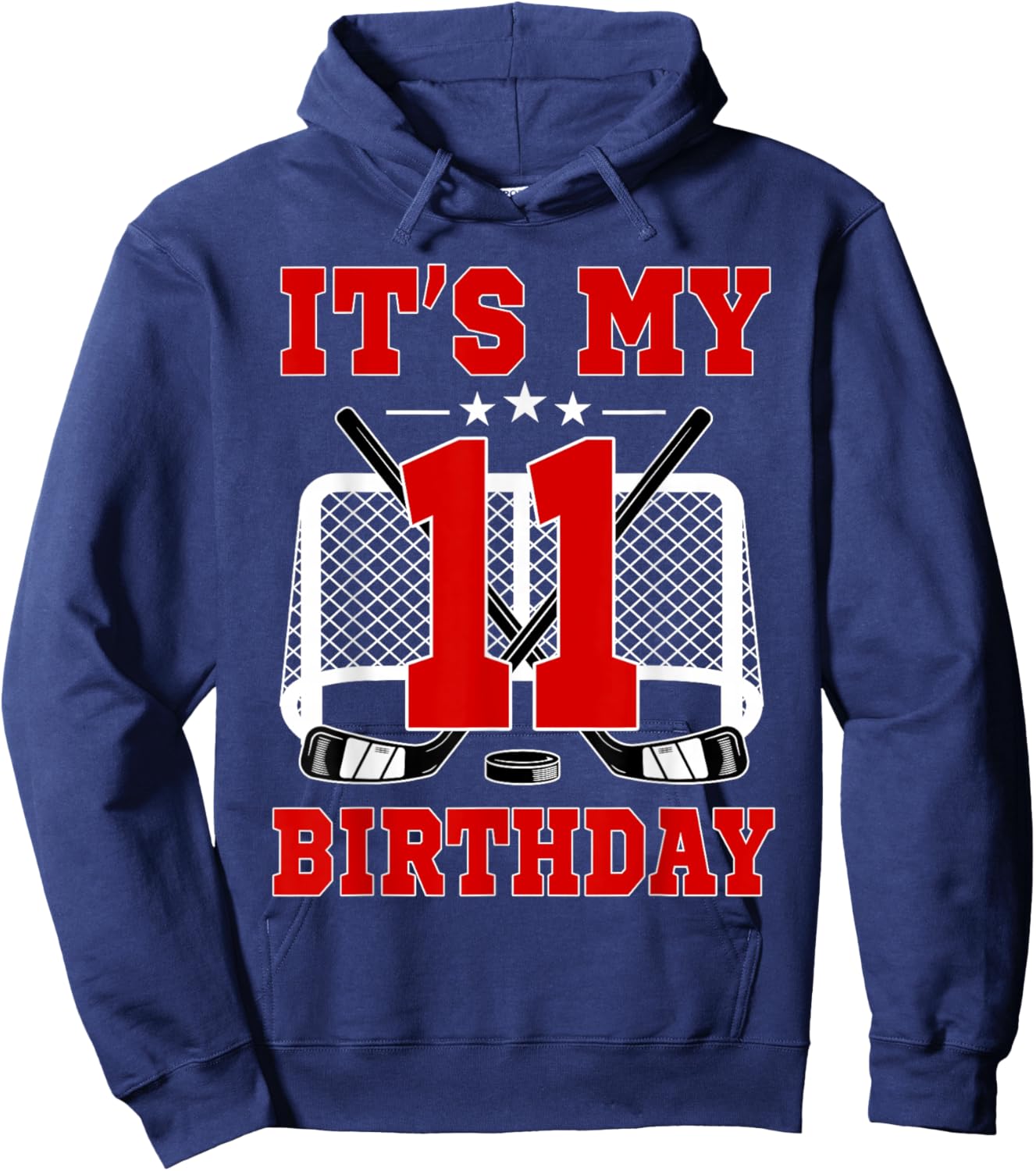 It's My 11th Birthday Girl Ice Hockey Theme 11 Year Old Hoodie - Hoodie | Navy