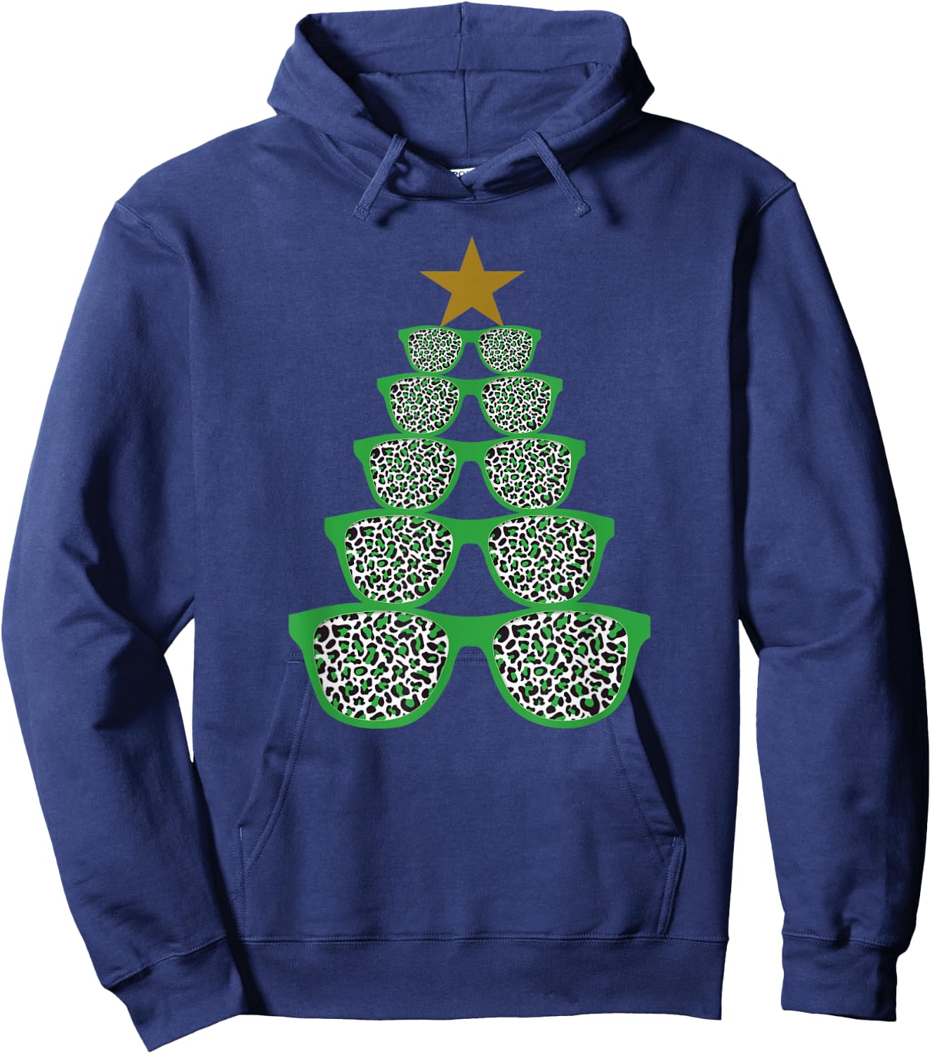 Cute Sunglasses Optometrist Christmas Tree Leopard Optician Hoodie - Hoodie | Navy