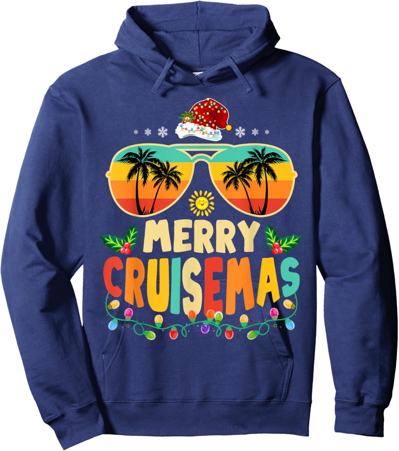 Merry Cruisemas 2025 Christmas Santa Reindeer Cruise Hoodie - Hoodie | Navy