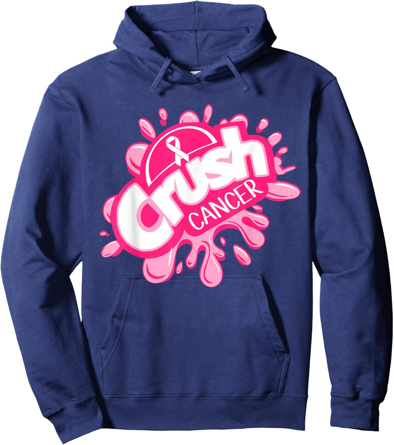 Crush Cancer Pinktober Ribbon Breast Cancer Awareness Hoodie - Hoodie | Navy