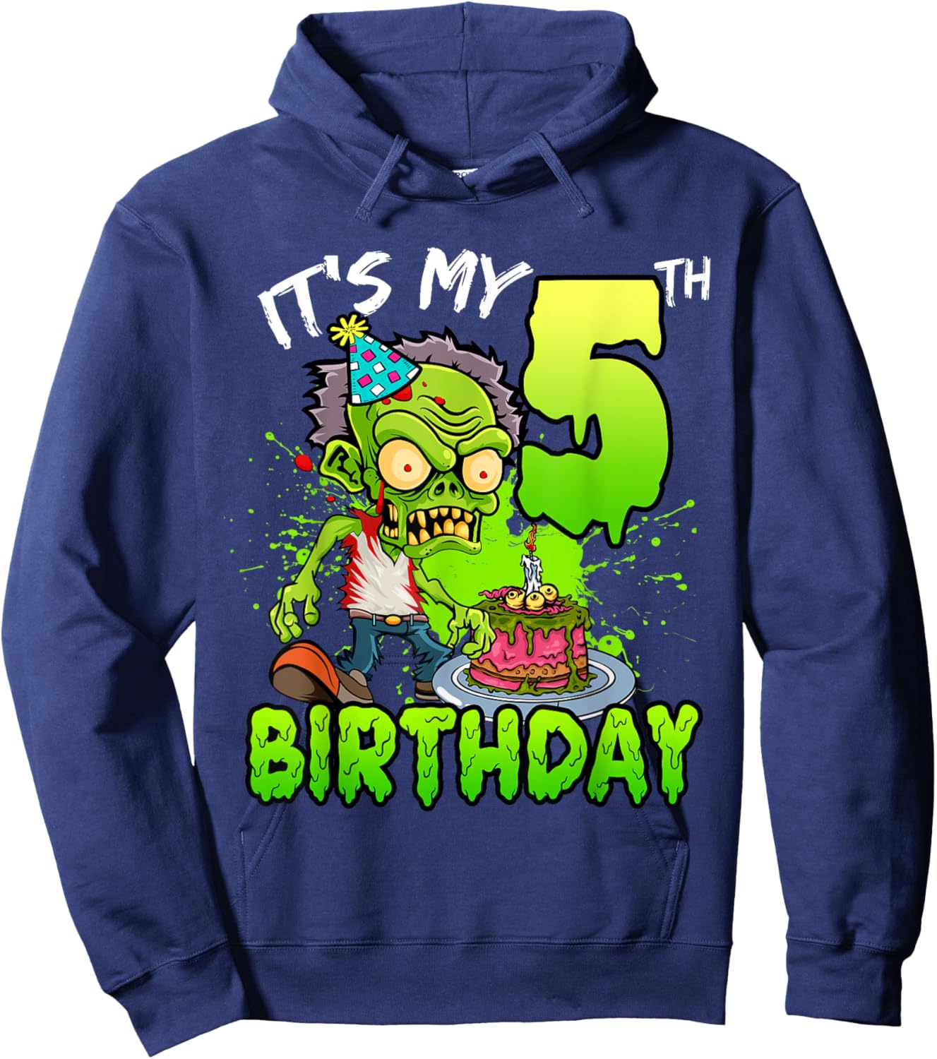 It's My 5th Birthday Zombie Lover 5 Year Old Boys Girls Hoodie - Hoodie | Navy