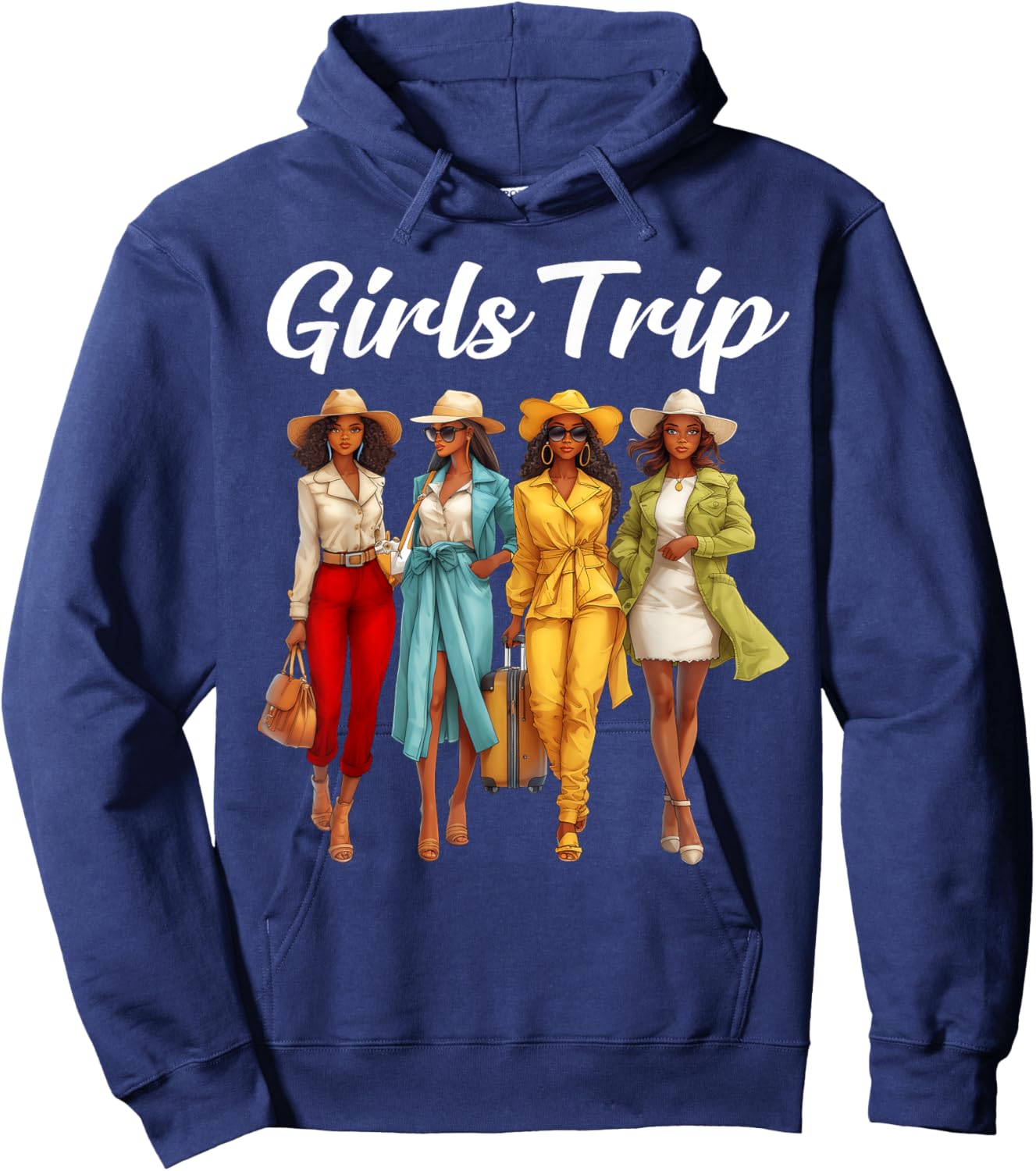 Girls Trip African American Black Women Afro Girls Together Hoodie - Hoodie | Navy