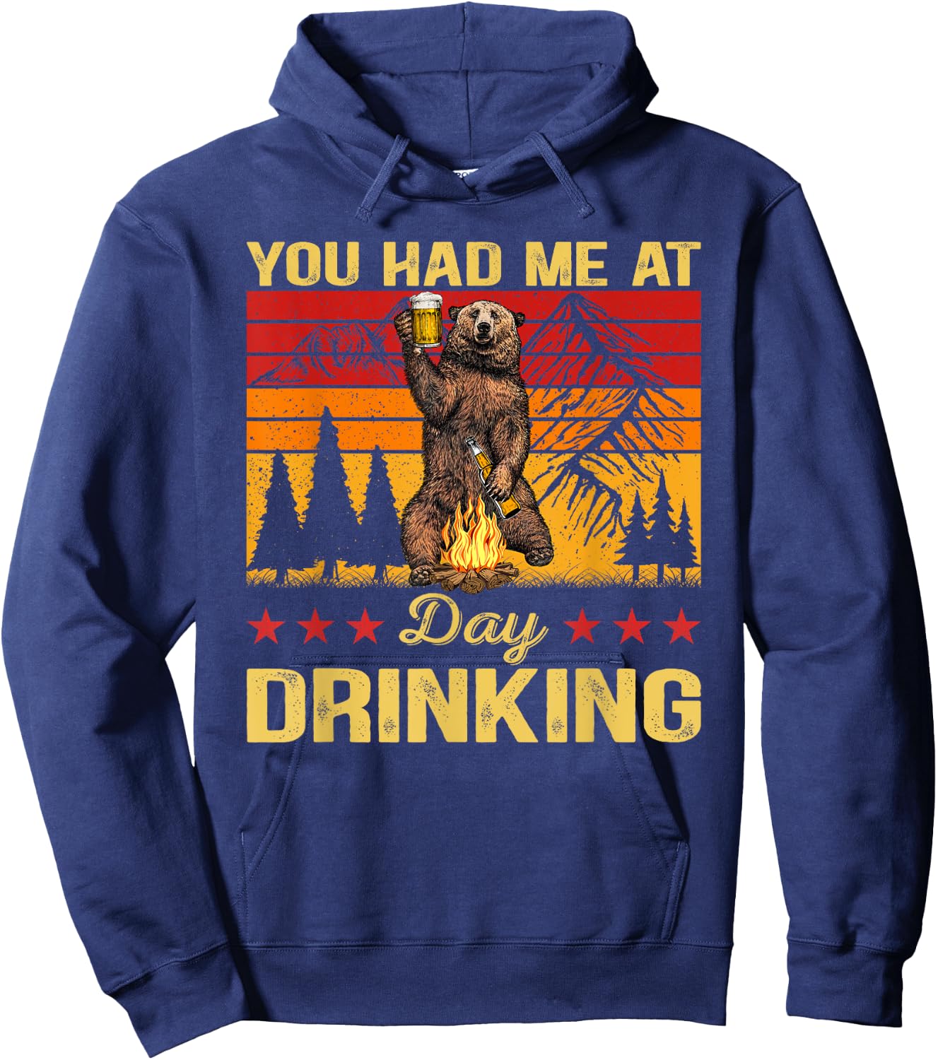 You Had Me At Day Drinking Vintage Bear Drinking Beer Hoodie - Hoodie | Navy