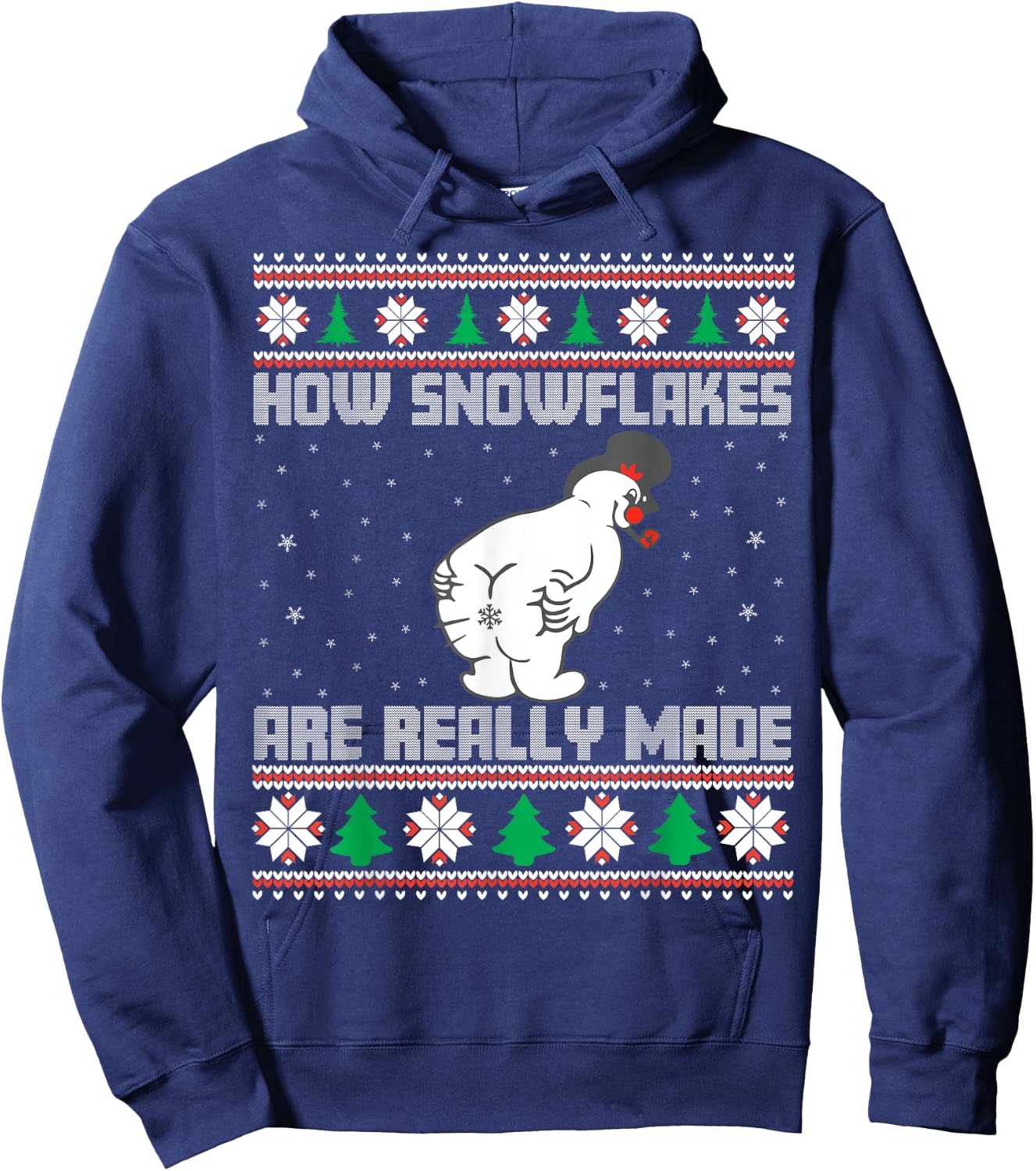 How The Snowflakes Are Really Made Ugly Christmas Pajamas Hoodie - Hoodie | Navy