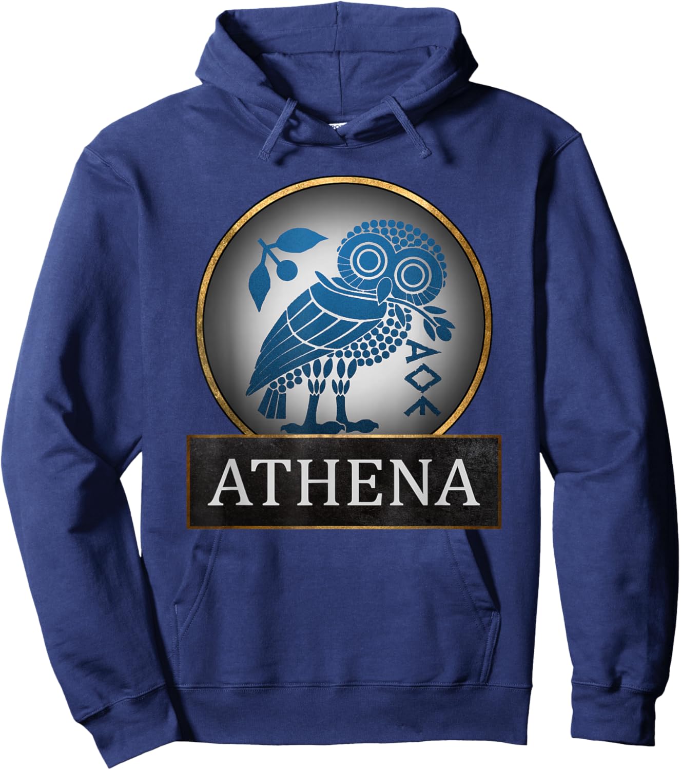 Athena Owl Symbol of Greek Goddess of Wisdom and Hoodie - Hoodie | Navy