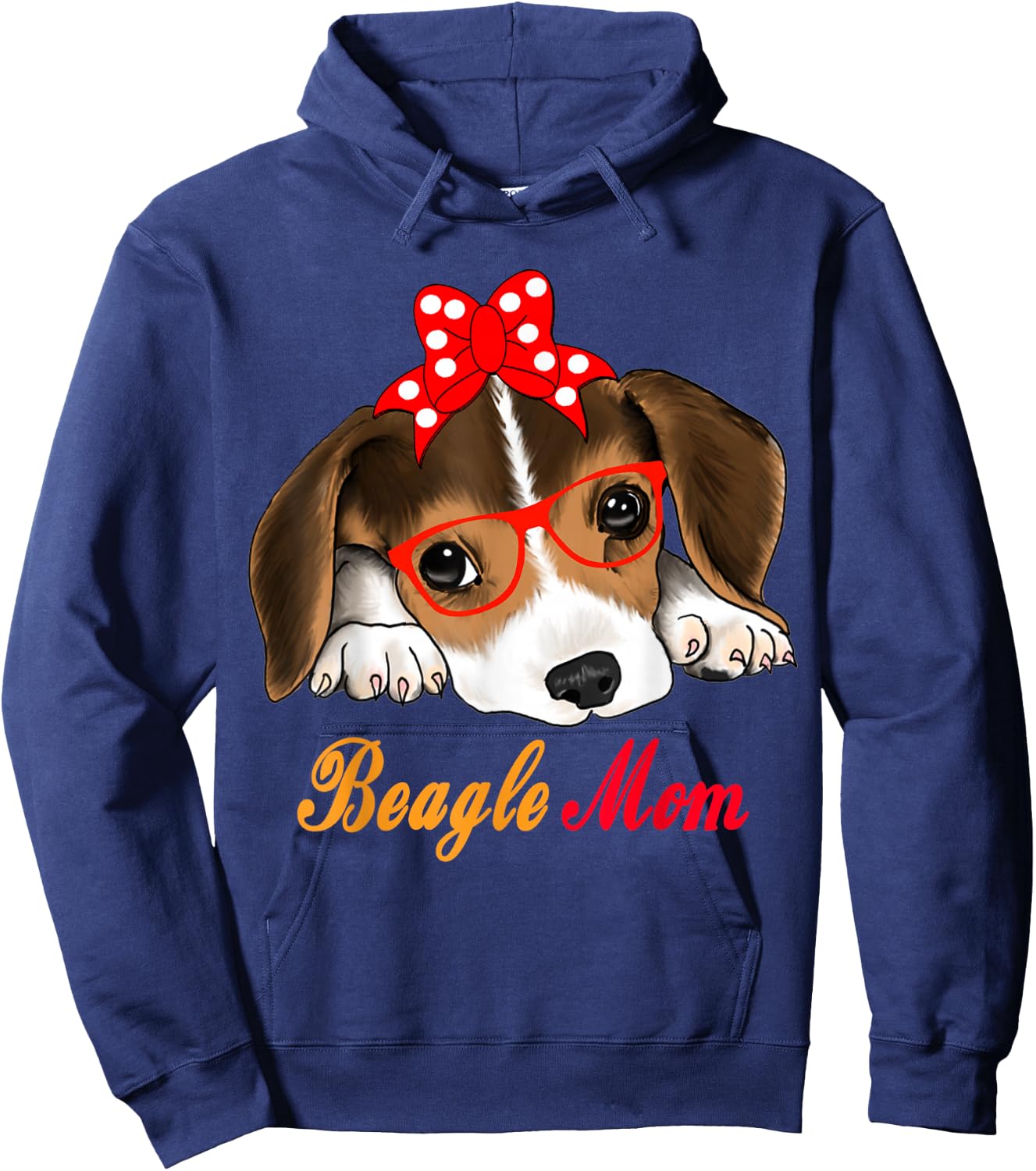 Dog Lover Gifts Bow Tie Glasses Funny Cute Beagle Mom Hoodie - Hoodie | Navy