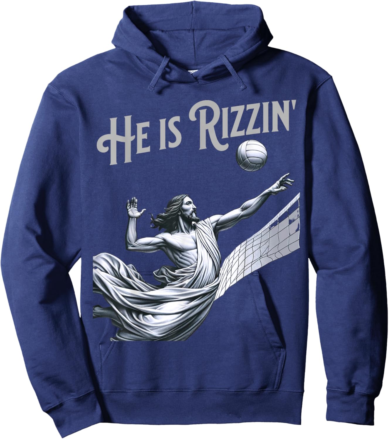 He is Rizzin Jesus Playing Volleyball Funny Sports Rizz Hoodie - Hoodie | Navy