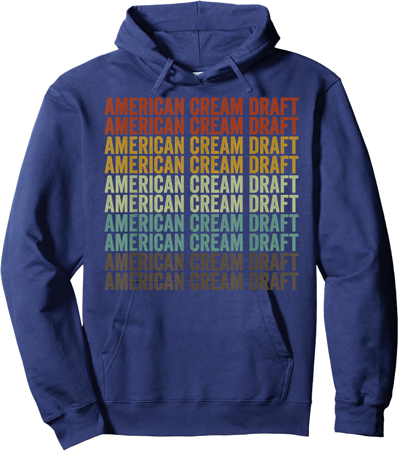 American Cream Draft Horse Retro Hoodie - Hoodie | Navy