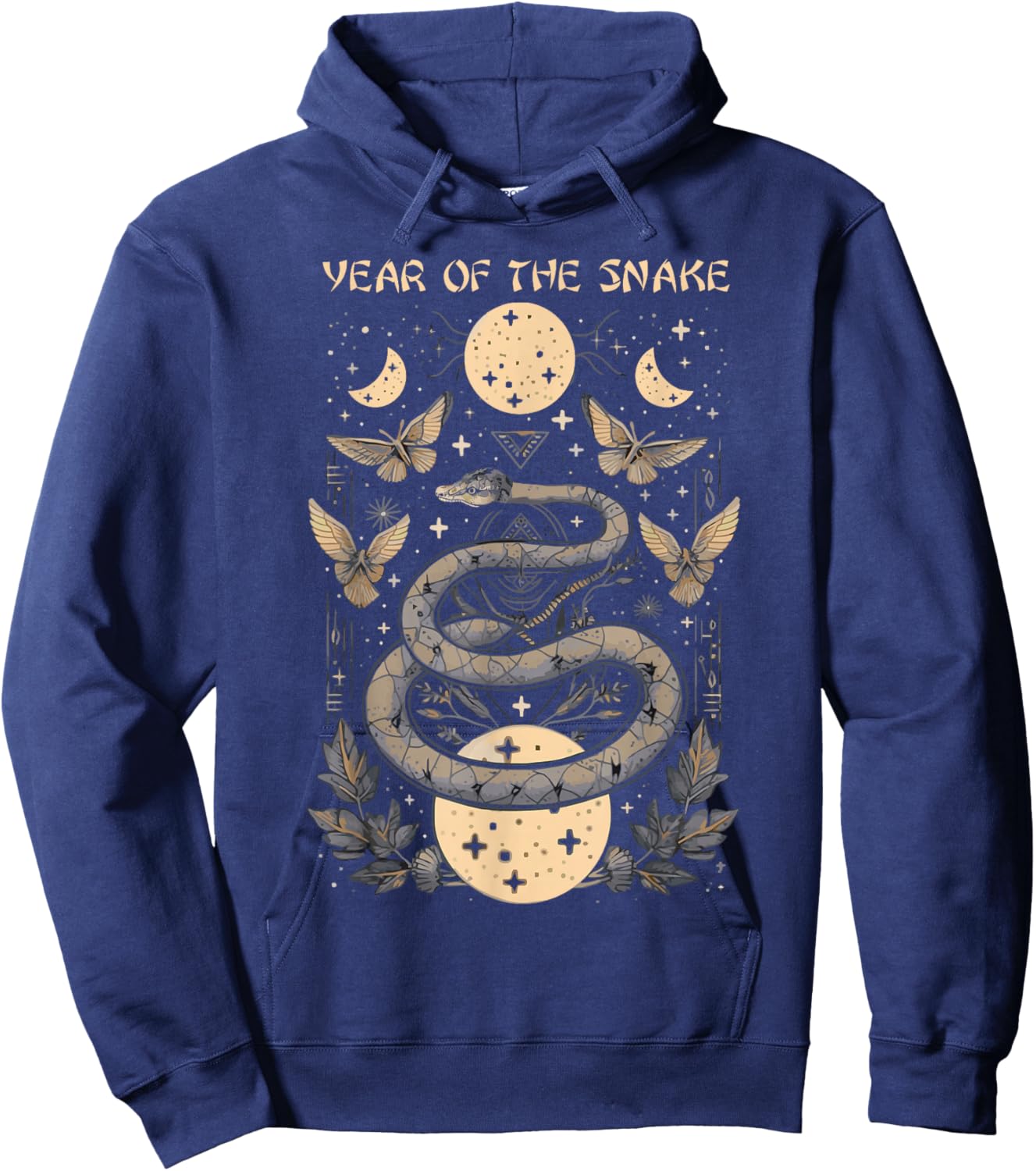 Celebrate Chinese New Year of the Snake 2025 Moon Butterfly Hoodie - Hoodie | Navy