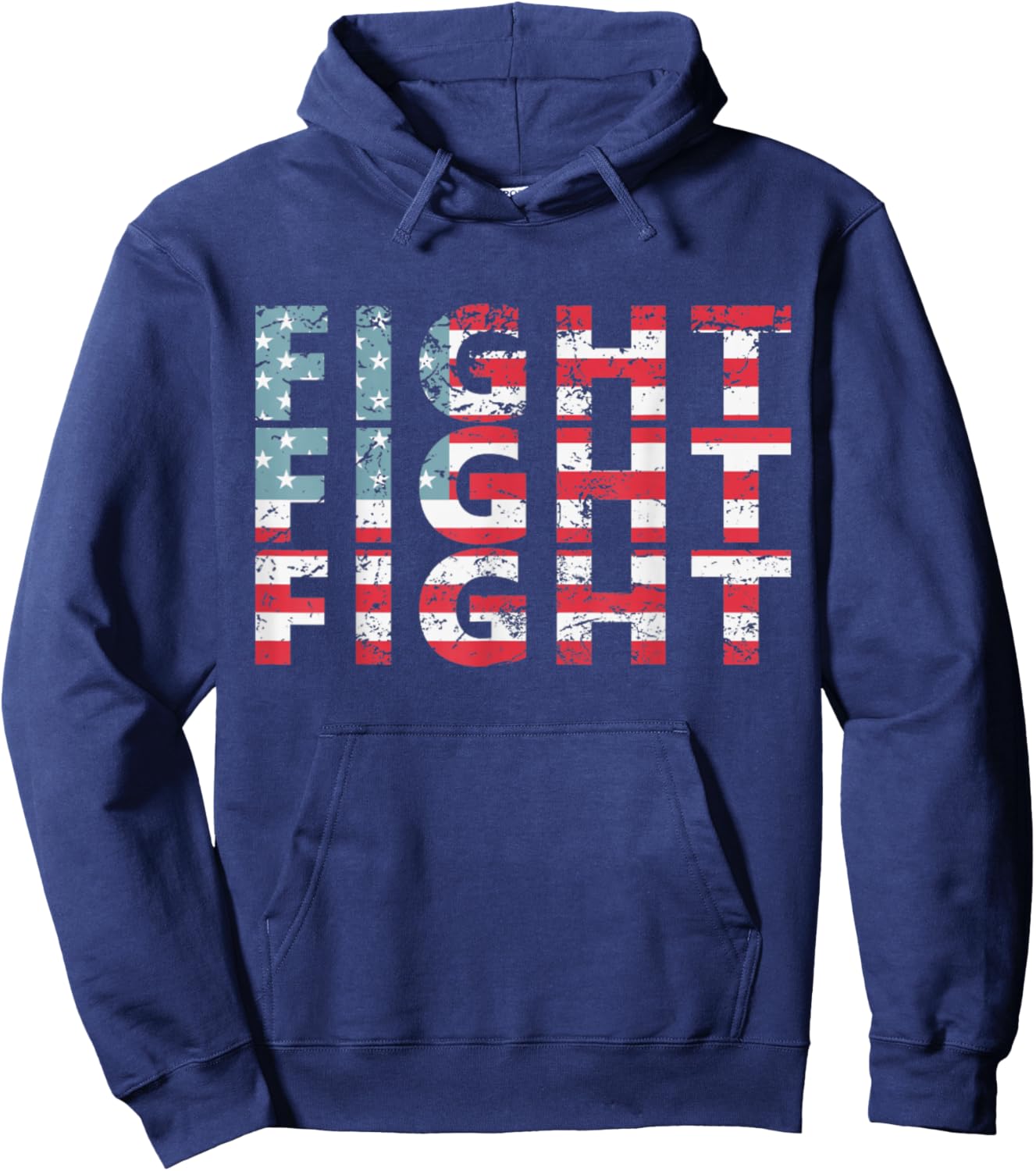 "Fight Fight FIGHT" USA Flag Trump Supported 2024 Hoodie - Hoodie | Navy
