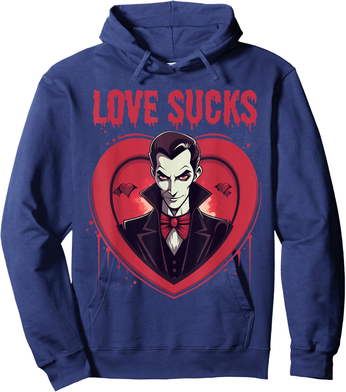 Valloween Love Sucks Vampire Anti Valentines Halloween Hoodie - Hoodie | Navy